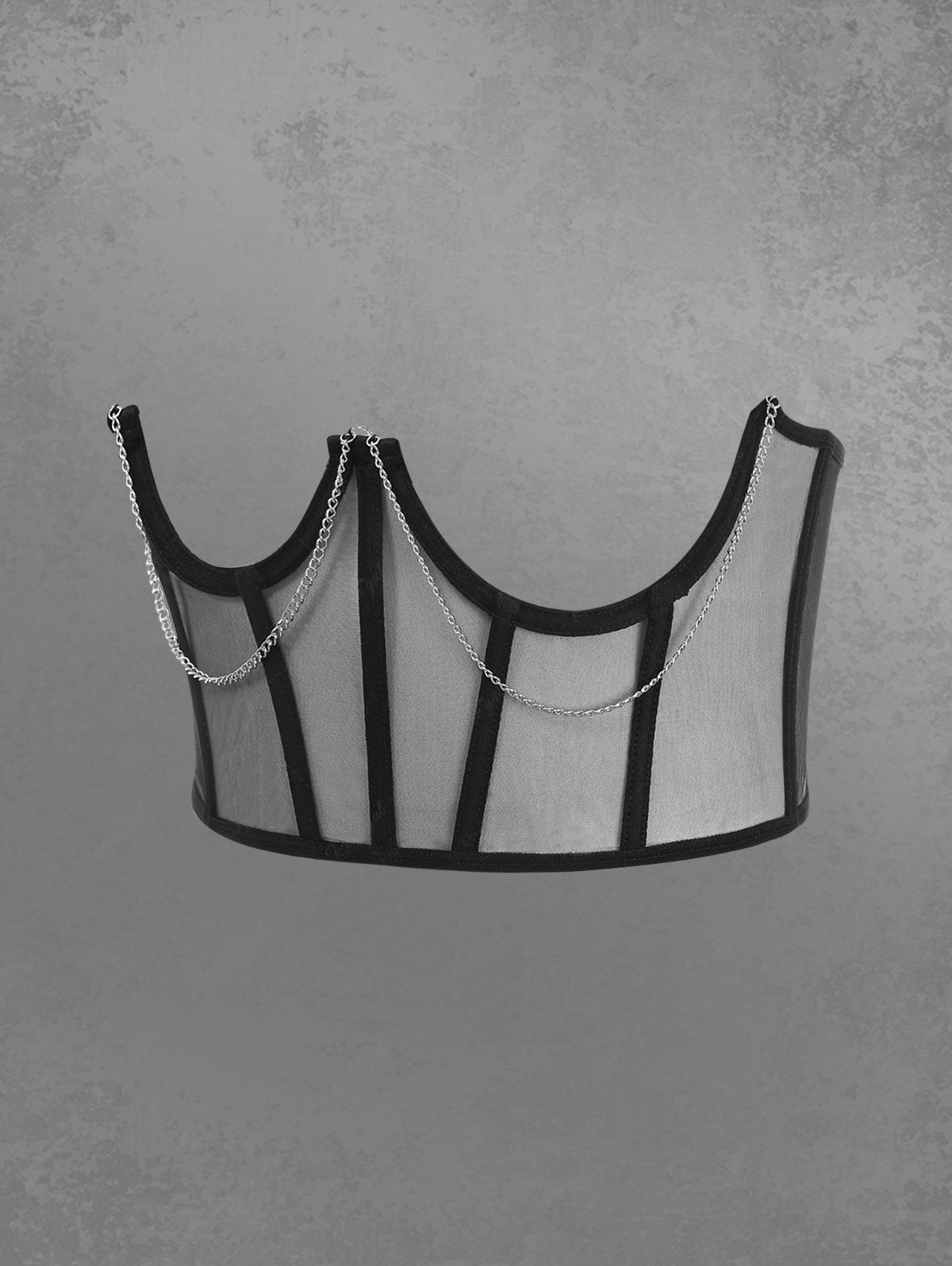 GOTHIC LACE UP UNDERBUST CORSET BELT WITH SHEER PANELS