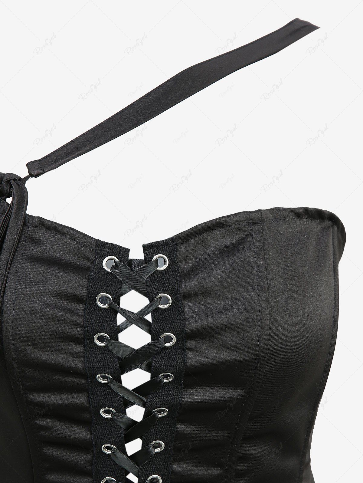 GOTHIC LACE-UP ASYMMETRIC BANDEAU TULIP MINI DRESS