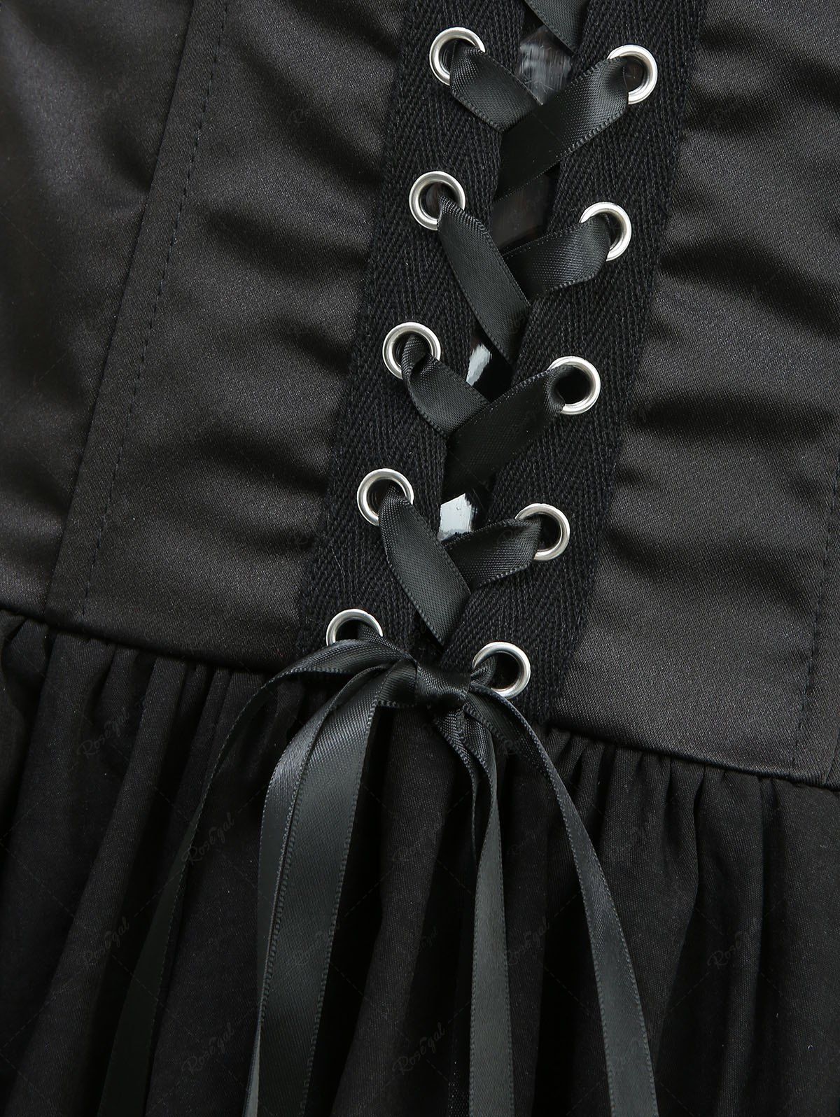 GOTHIC LACE-UP ASYMMETRIC BANDEAU TULIP MINI DRESS