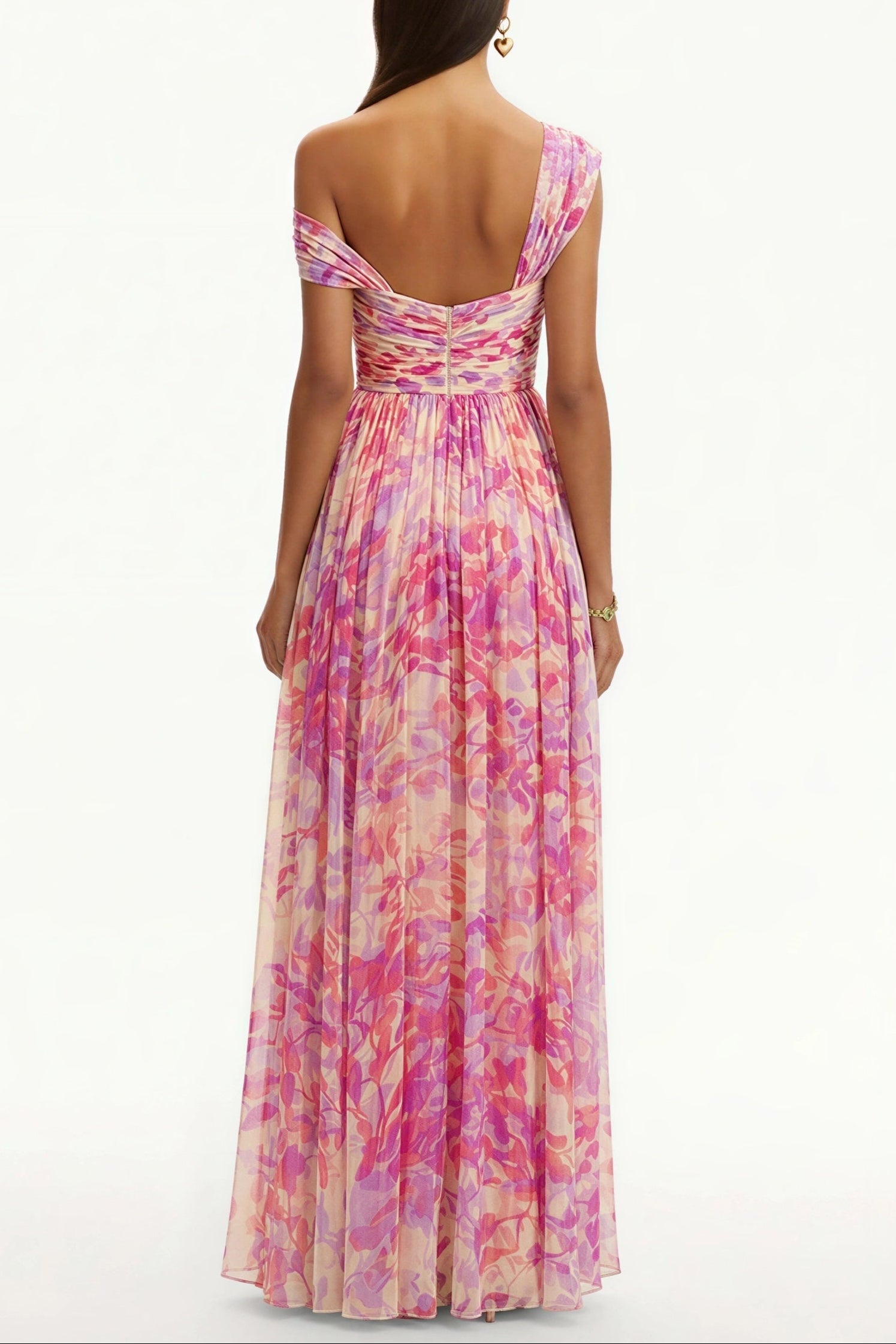 TIFFANY FLORAL PINK CHIFFON MAXI DRESS - WEDDING GUEST