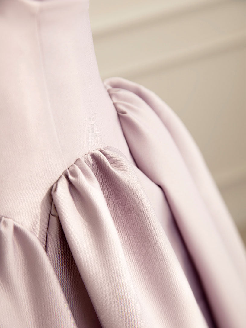 A-LINE SATIN PINK PROM DRESS LONG