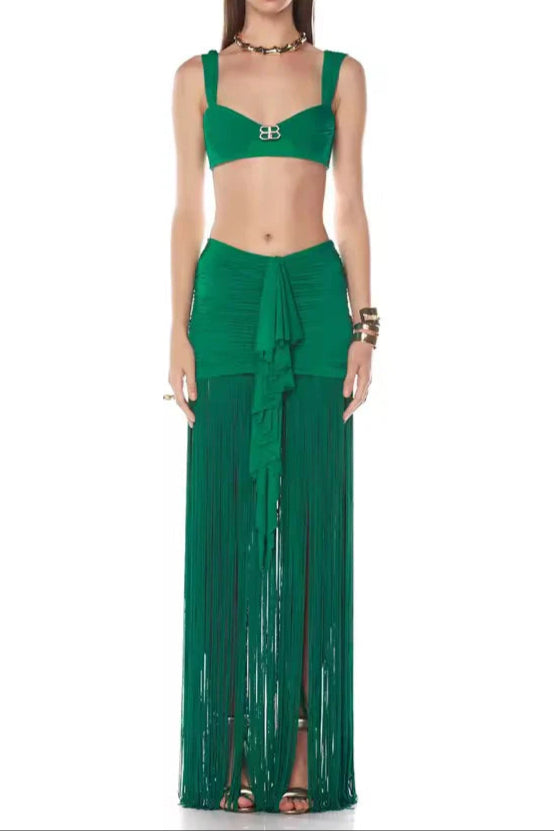 526dd2e2-6039-4796-938f-9fac82d2d6a8 TYONSKA FRINGE RUCHED PARTY TWO PIECE SET
