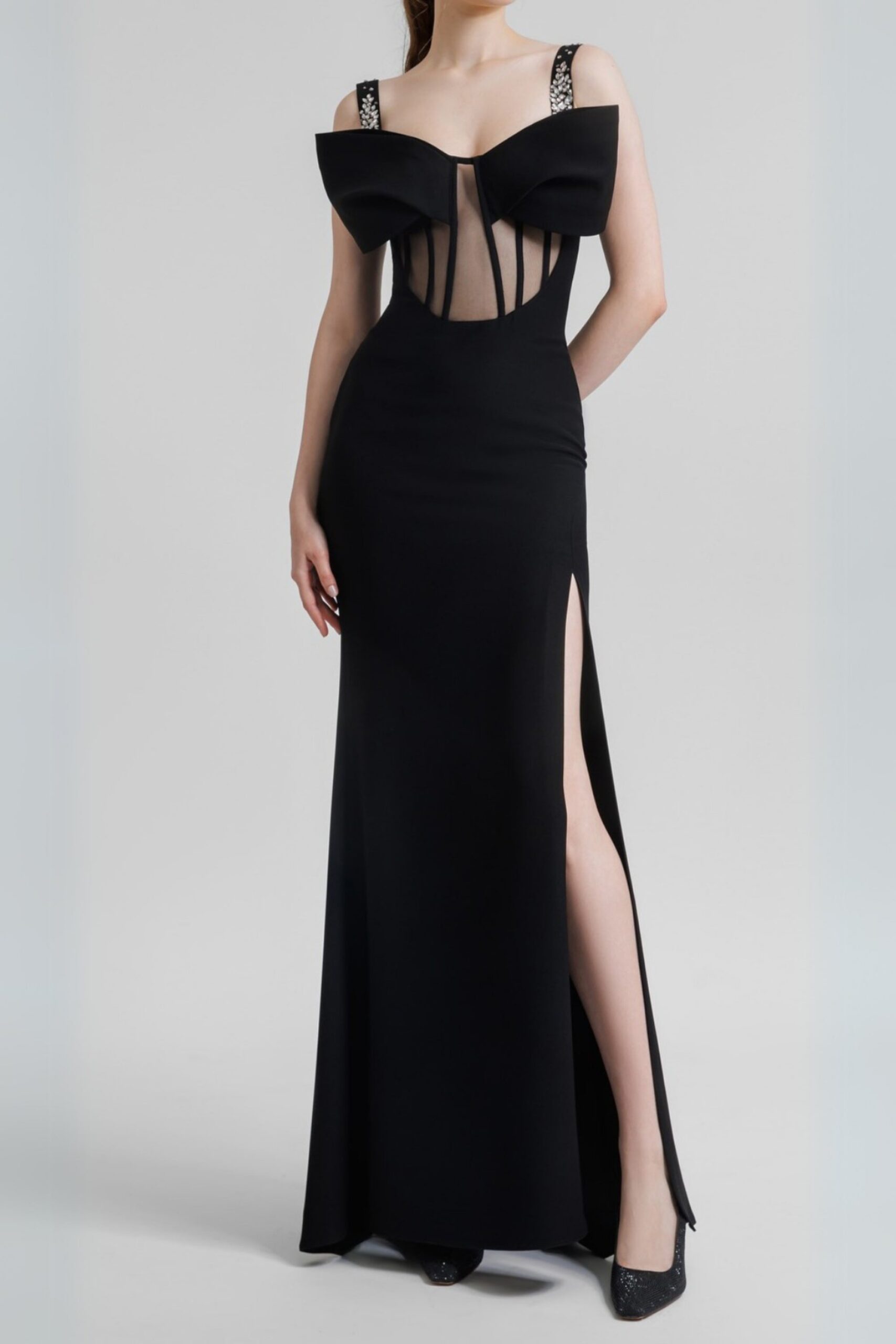 52_267f14f0-2494-4a52-896f-b9b74199e909 SLEEVELESS CORSET BLACK MAXI DRESS FOR EVENING