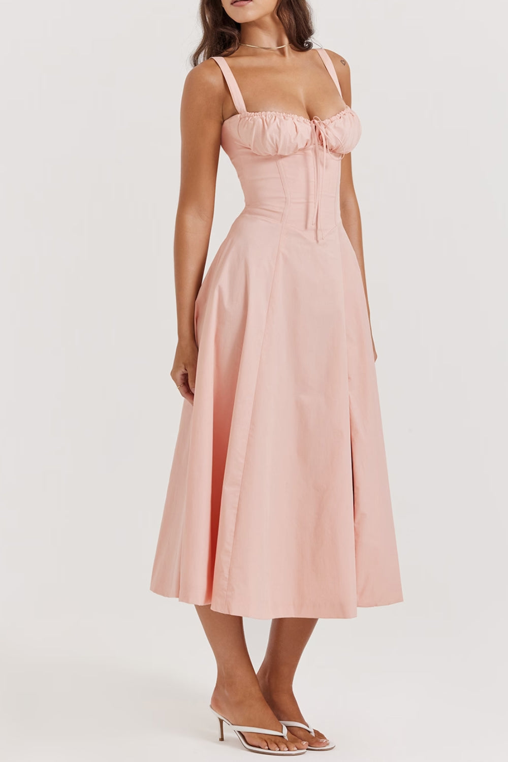BABY PINK BUSTIER SUNDRESS FOR PARTY