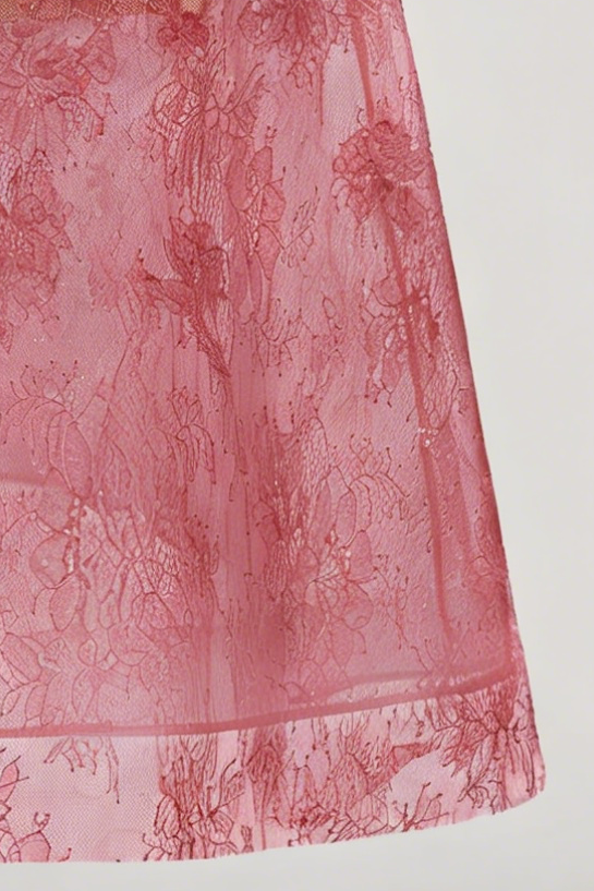 RED BEADED LACE COCKTAIL DRESS