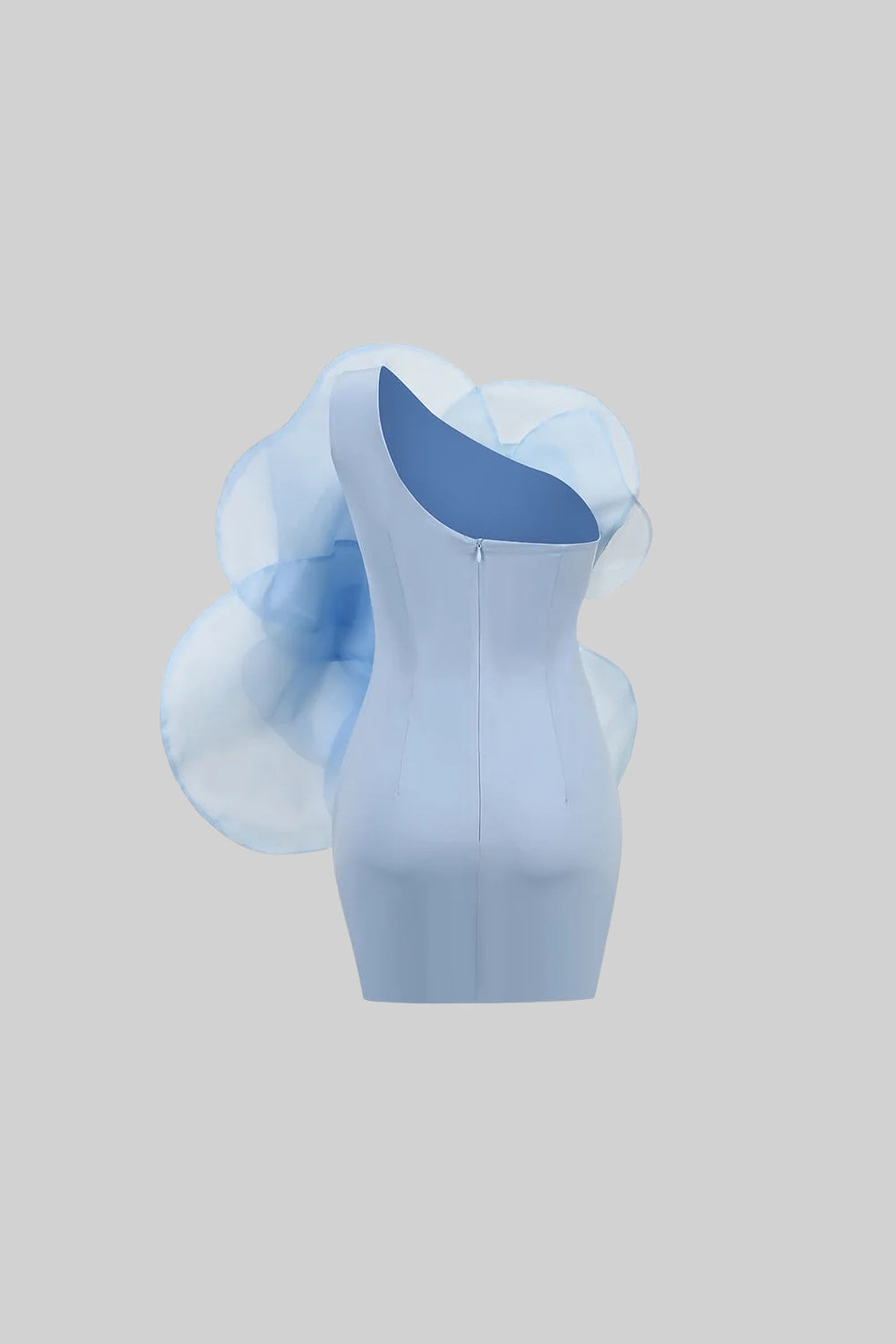 3D ORGANZA FLORAL MINI DRESS - BLUE, VOLUMINOUS PARTY