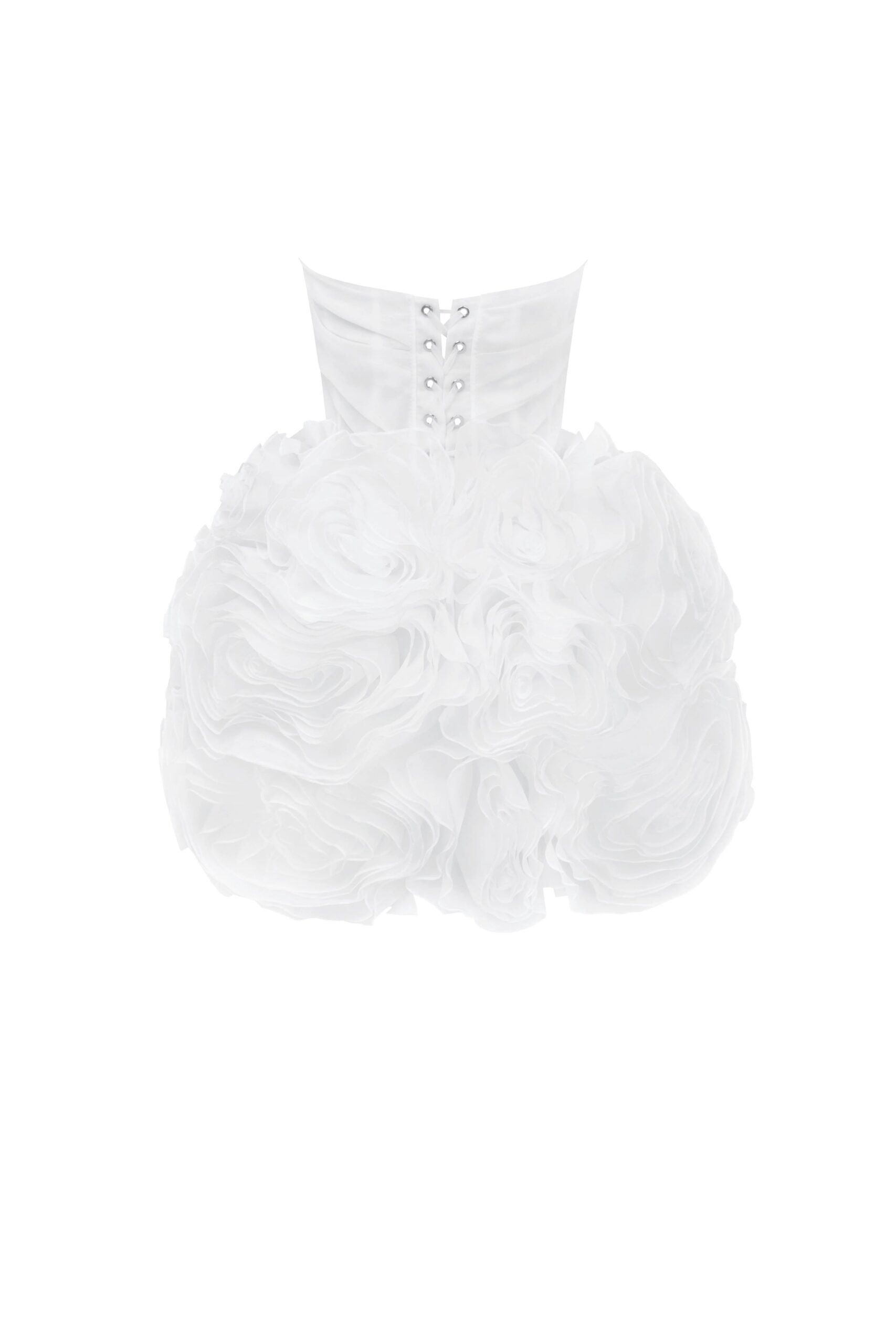 GEORGIA APPLIQUÉD ORGANZA WHITE MINI DRESS FOR WEDDING