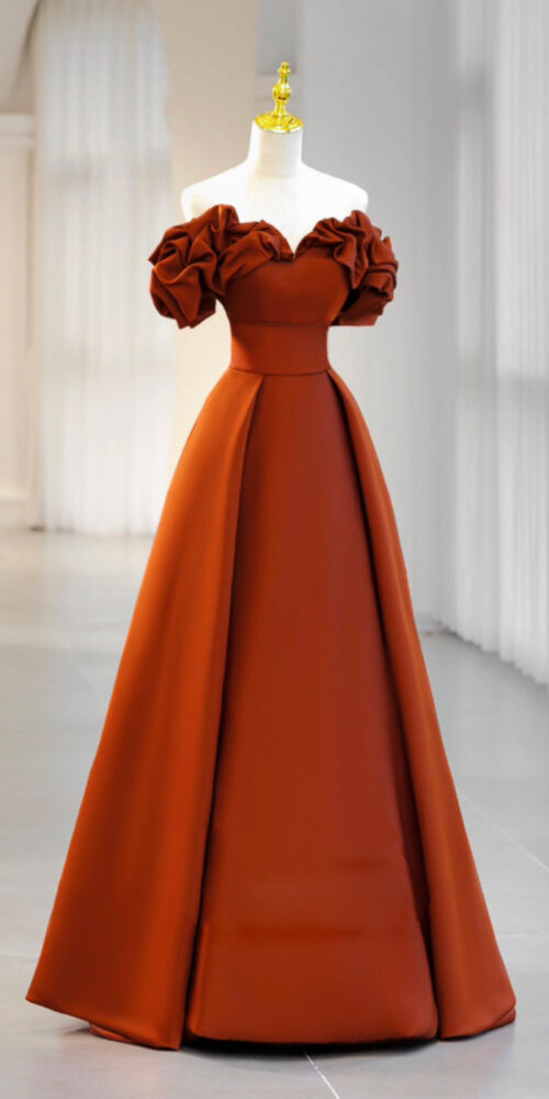 Simple A-Line Satin Orange Dress Simple A-Line Satin Orange Dress