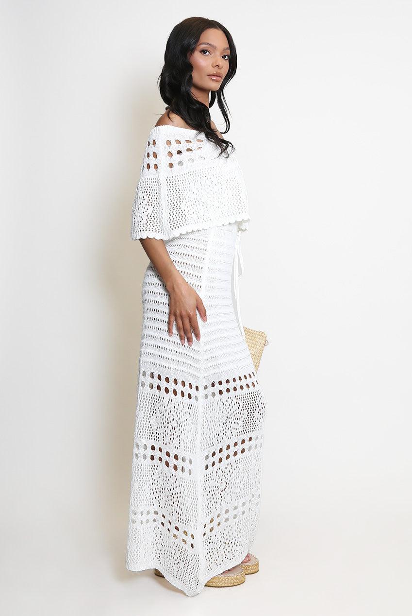 CROCHET BANDEAU MAXI DRESS, BEACH WEDDING GUEST
