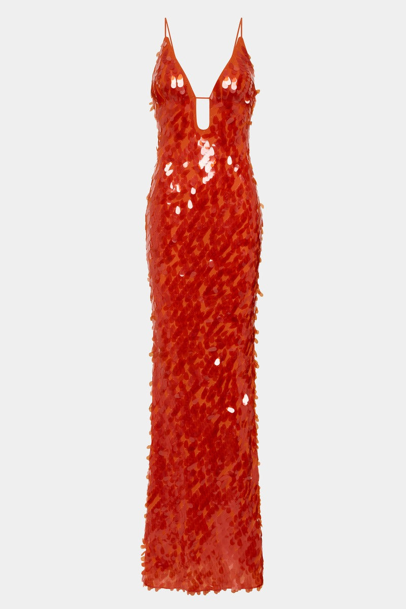 MISHA SAPPHIRE SEQUIN MAXI DRESS FOR EVENING