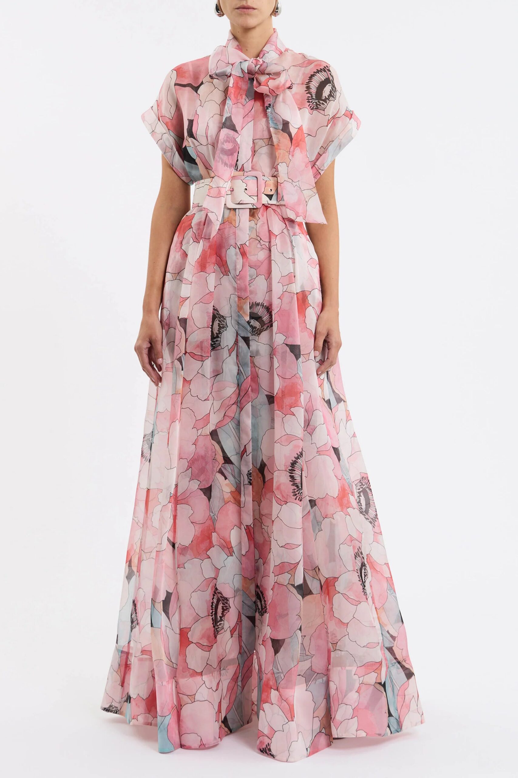 FLORAL SILK ORGANZA MAXI DRESS FOR WEDDINGS