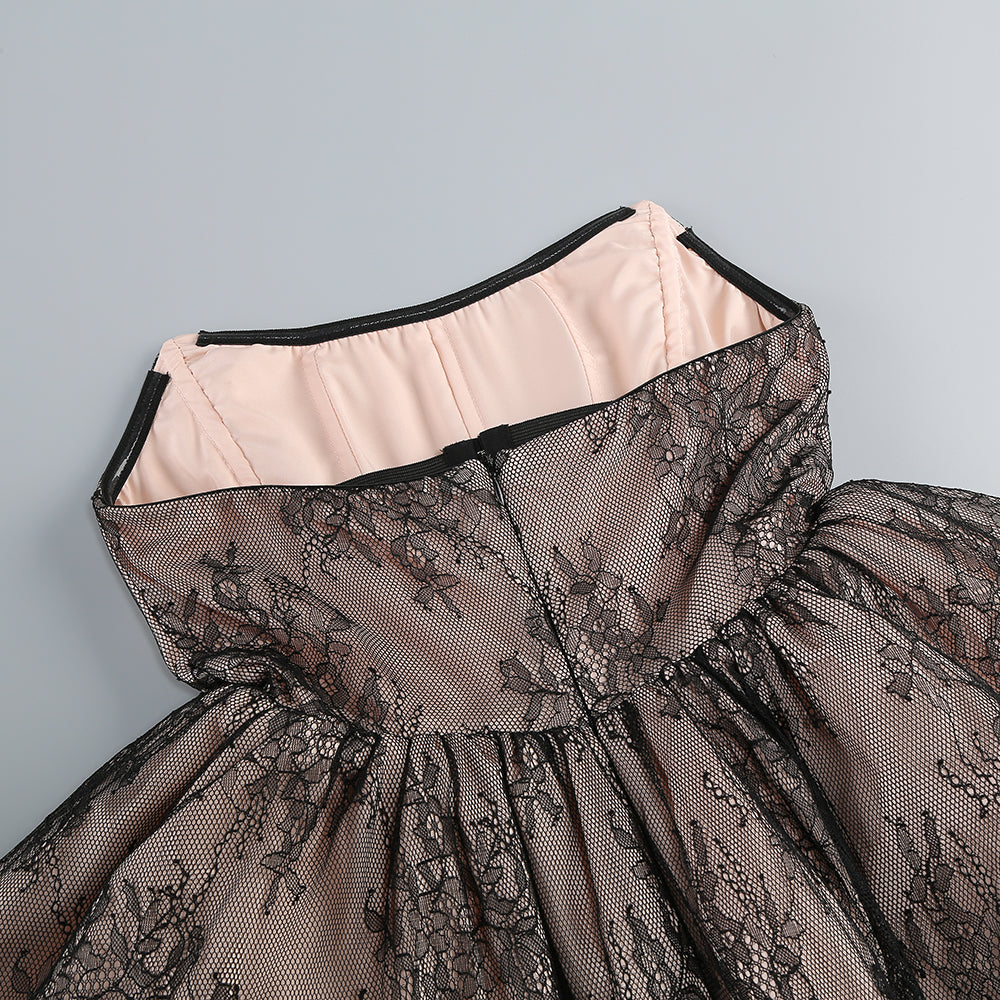 53ed227f-67b3-4828-8004-761afd1b621a ORENTHA LACE STRAPLESS PUFF MINI DRESS