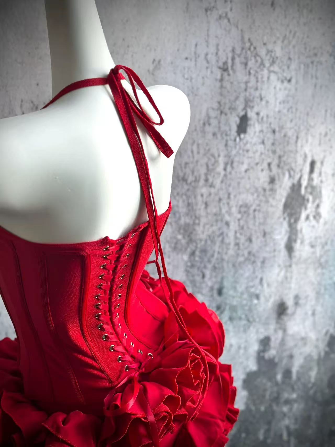 RED CORSET FLORAL MINI SKIRT SUIT FOR PARTY