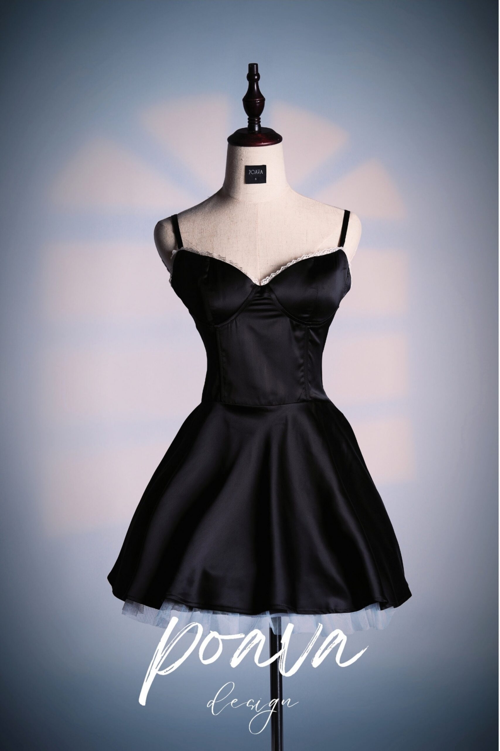 BLACK TULLE MINI DRESS FOR PARTY