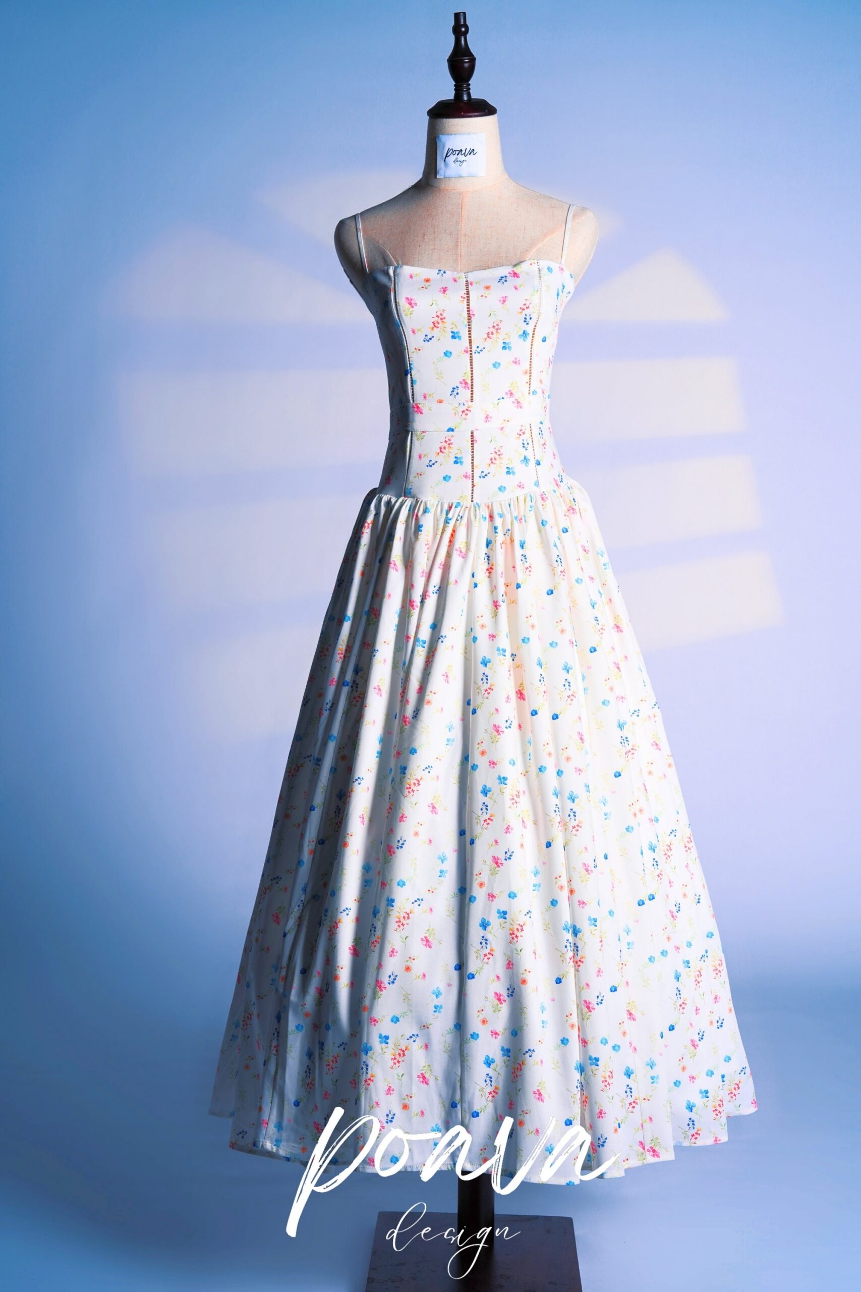 WHITE POSY PRINT COTTON MAXI SUNDRESS