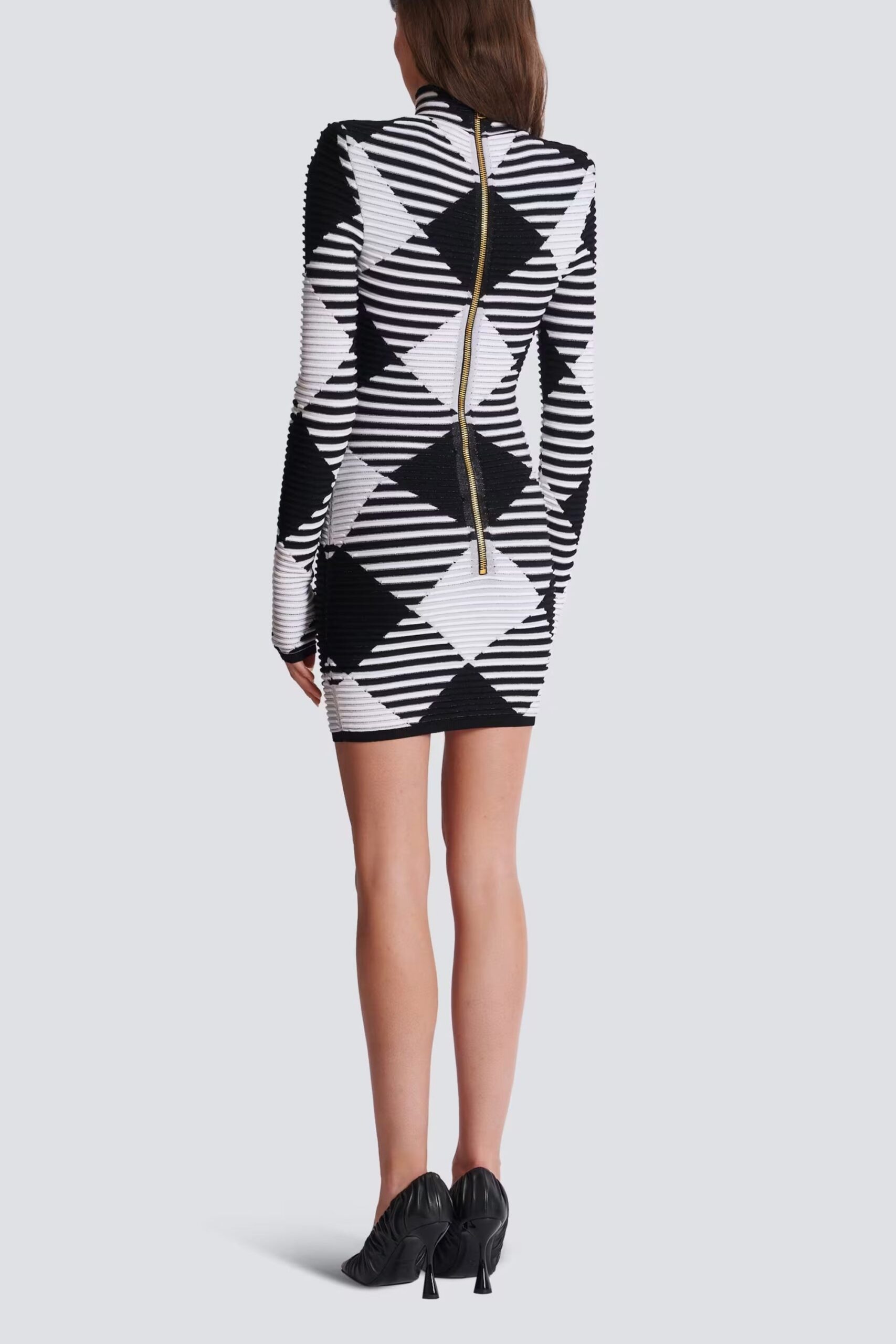 MINI ROLLED GINGHAM KNIT DRESS FOR DAY
