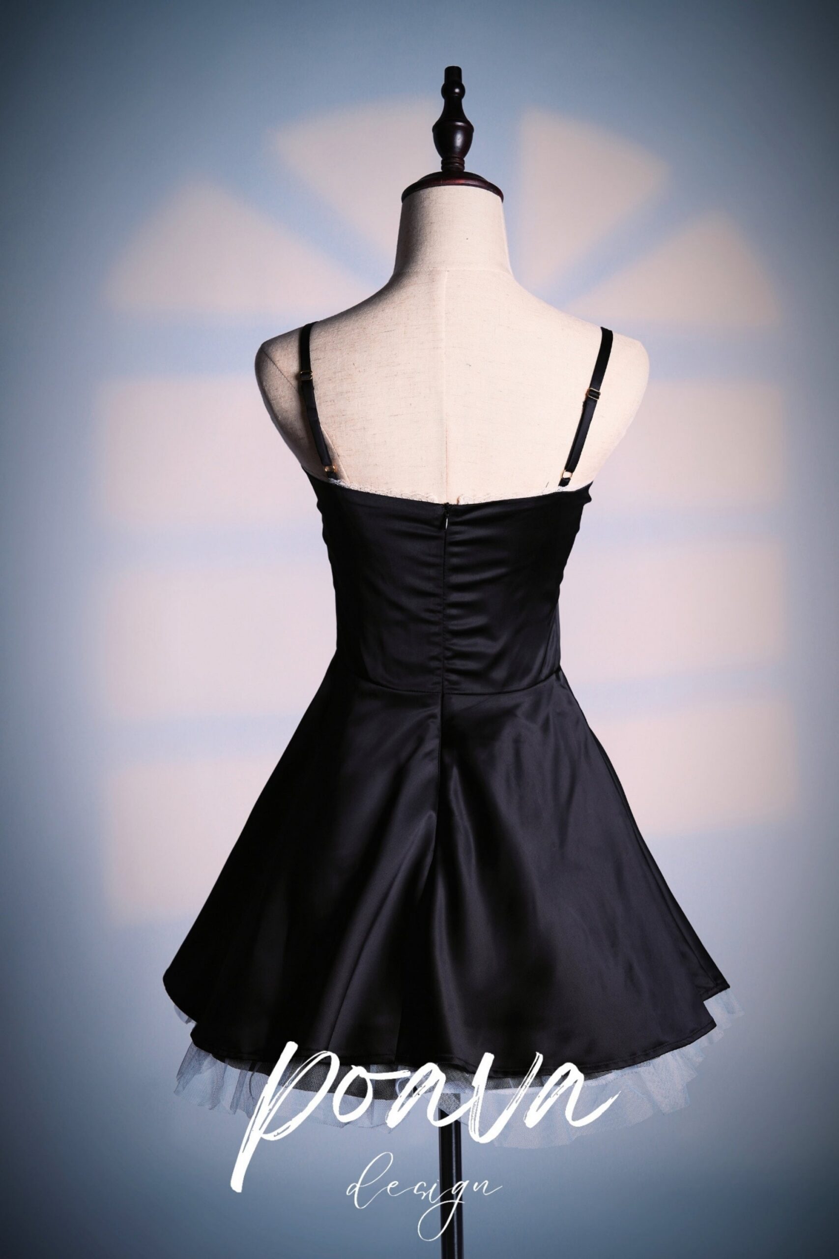 BLACK TULLE MINI DRESS FOR PARTY