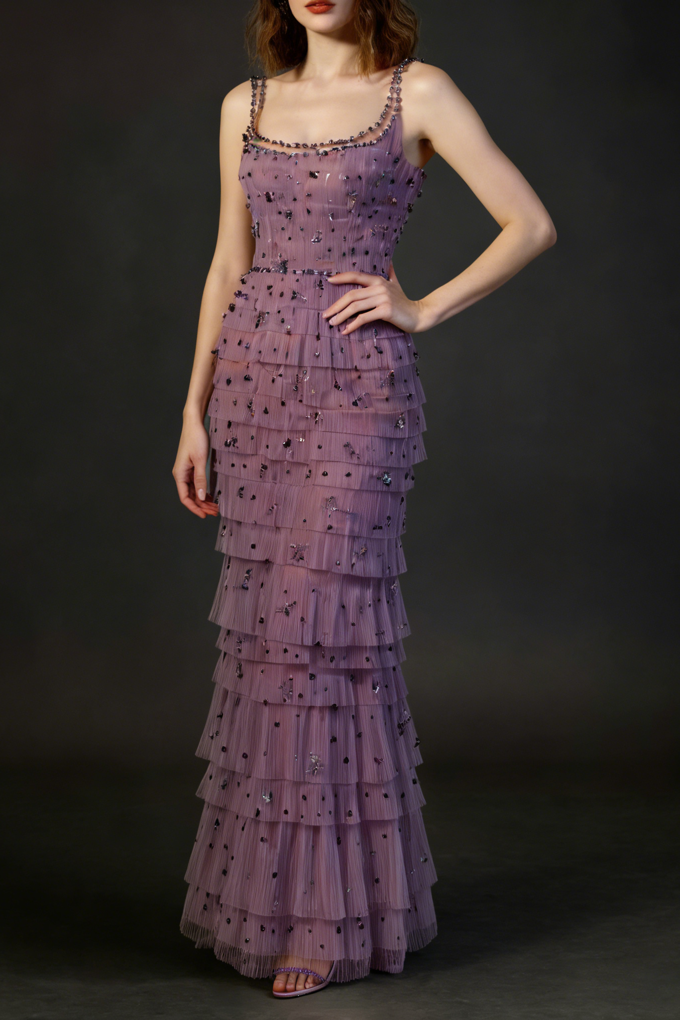 ARWA EMBELLISHED PURPLE MAXI DRESS FOR EVENTS