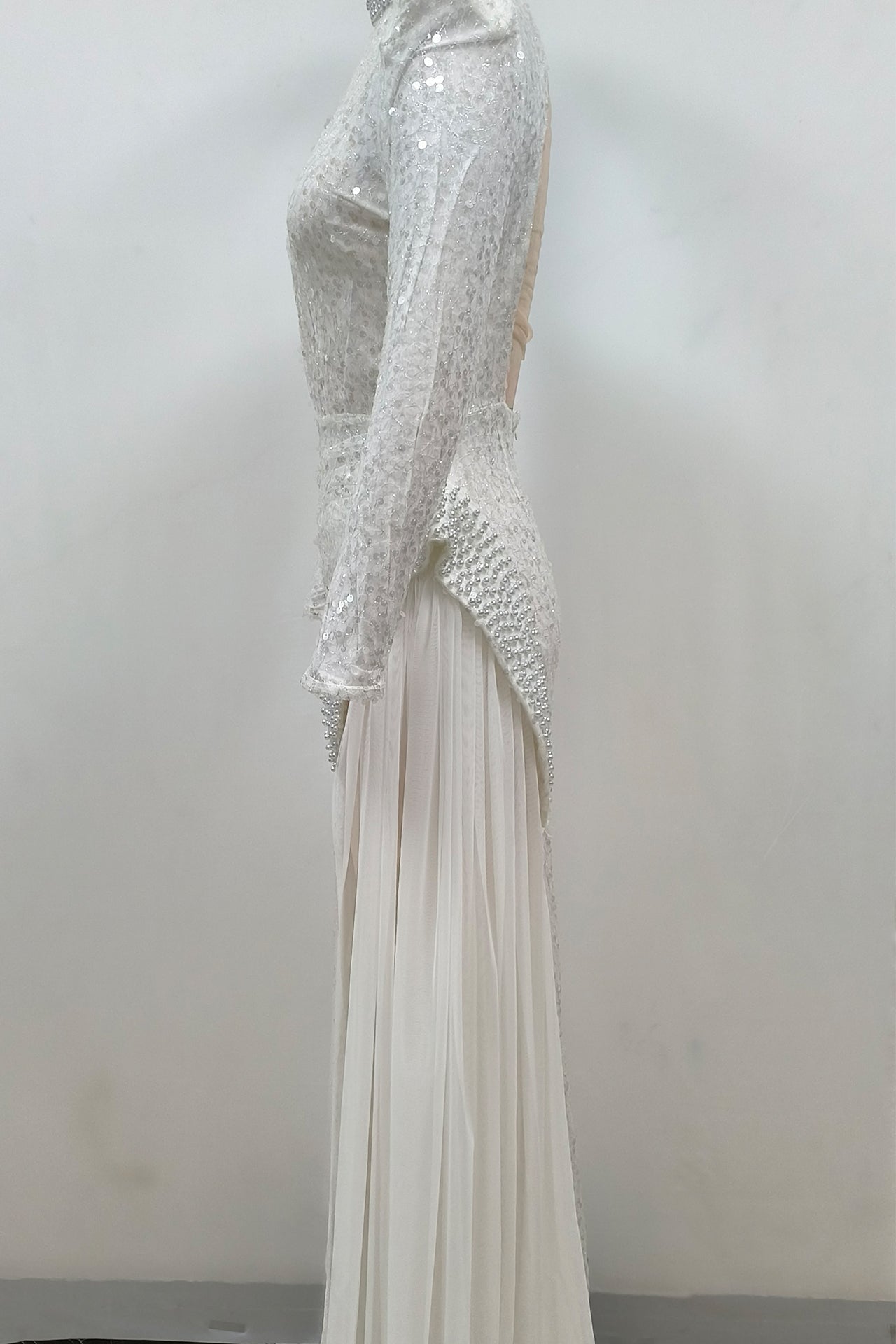 YVETTE PEARL SEQUIN MAXI DRESS WHITE