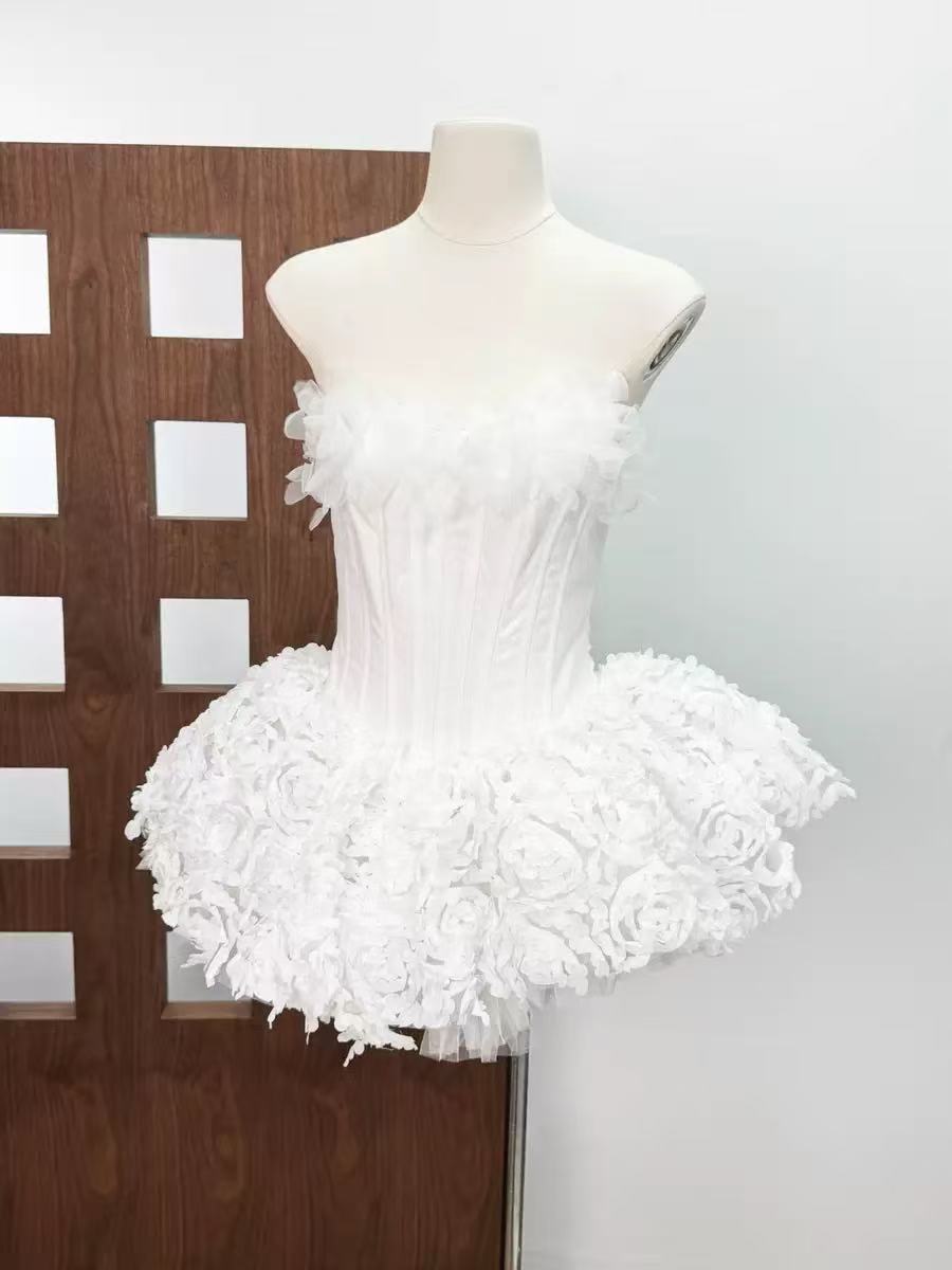 STRAPLESS FLORAL CORSET A-LINE DRESS