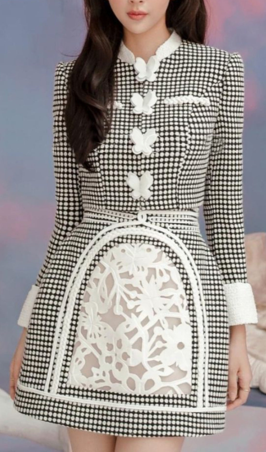 PLAID A-LINE SKIRT SET WITH BOWKNOT TOP