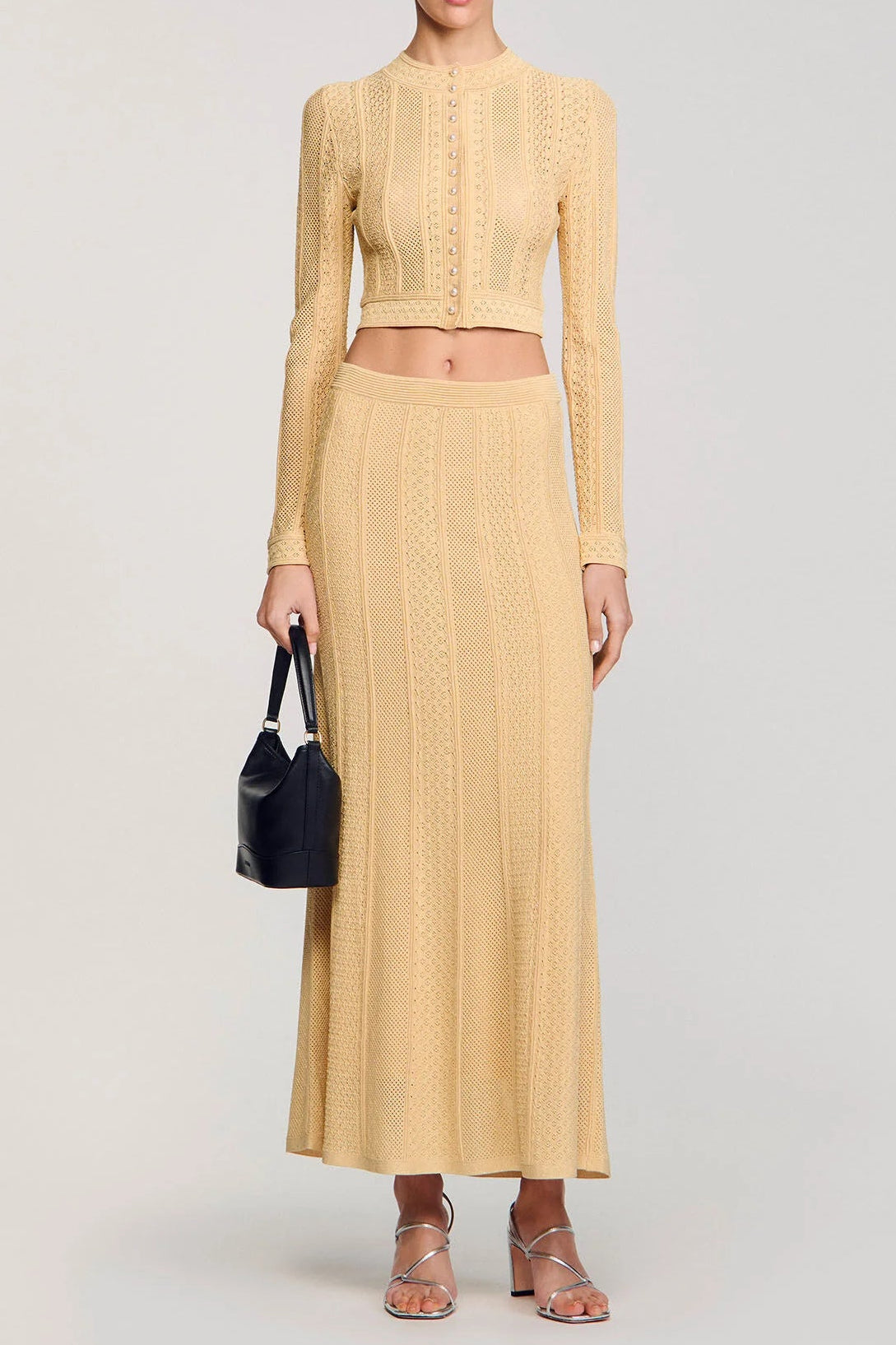 TIFFANY KNIT TOP & MAXI SKIRT YELLOW SET