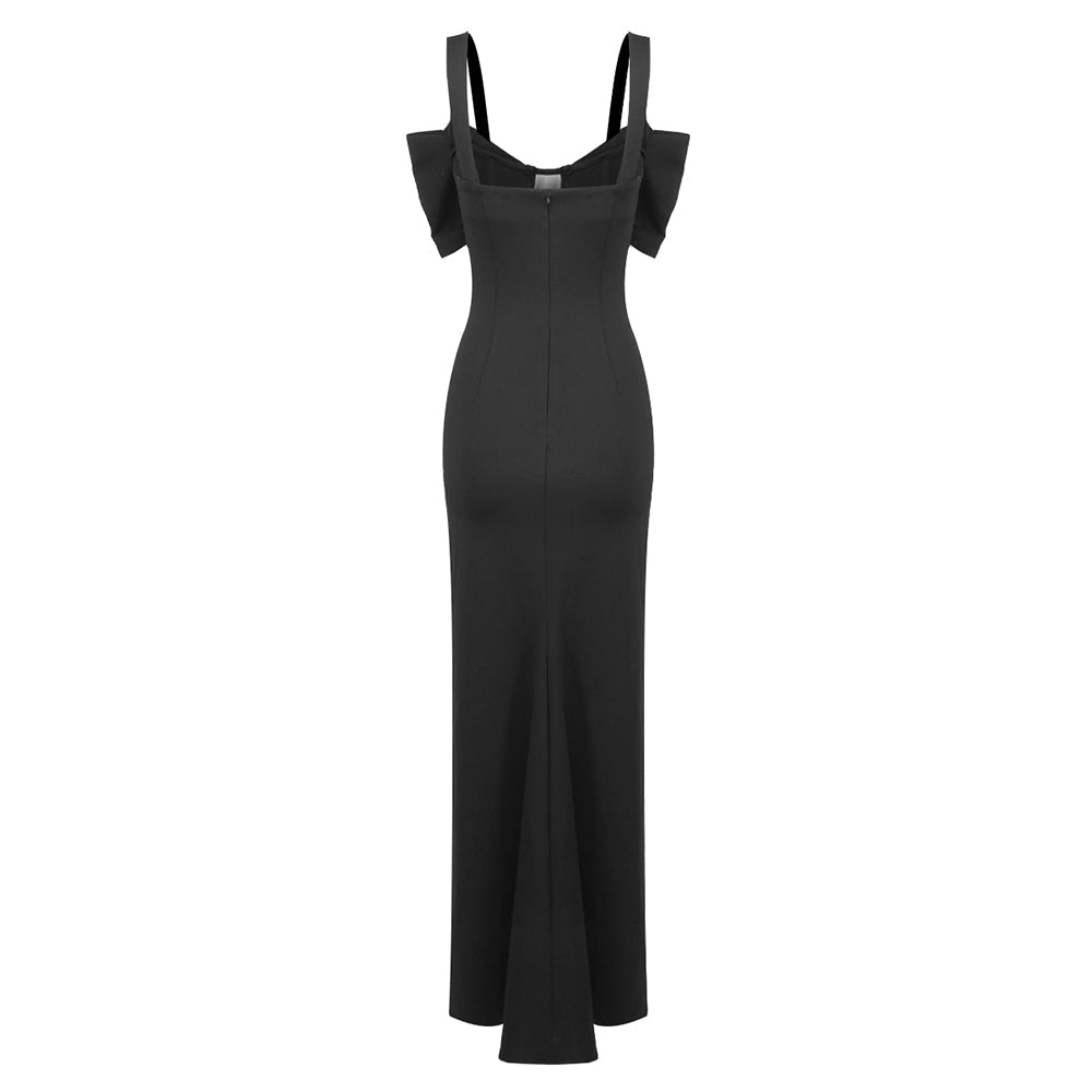 SLEEVELESS CORSET BLACK MAXI DRESS FOR EVENING