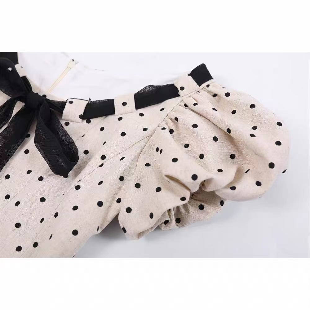 WANIA WHITE POLKA DOT MINI DRESS TIE-FRONT