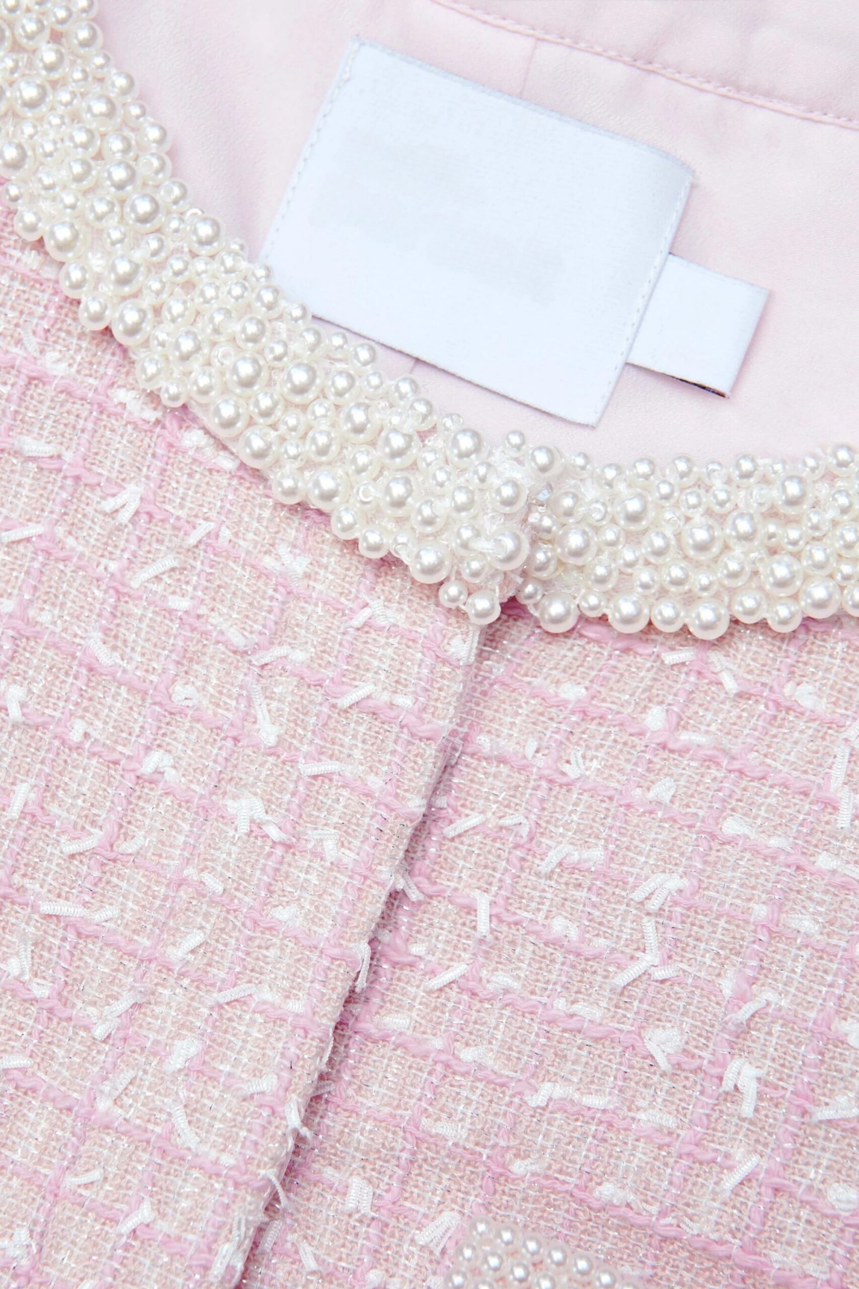 PINK BOUCLE PEARL TRIM JACKET COCKTAIL PARTY