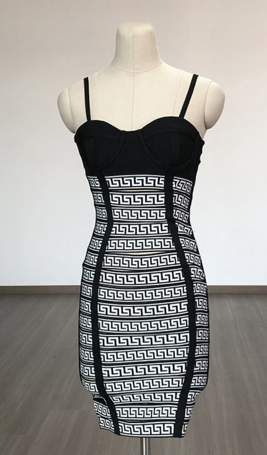 JACQUARD PATCHWORK BANDAGE PARTY MINI DRESS