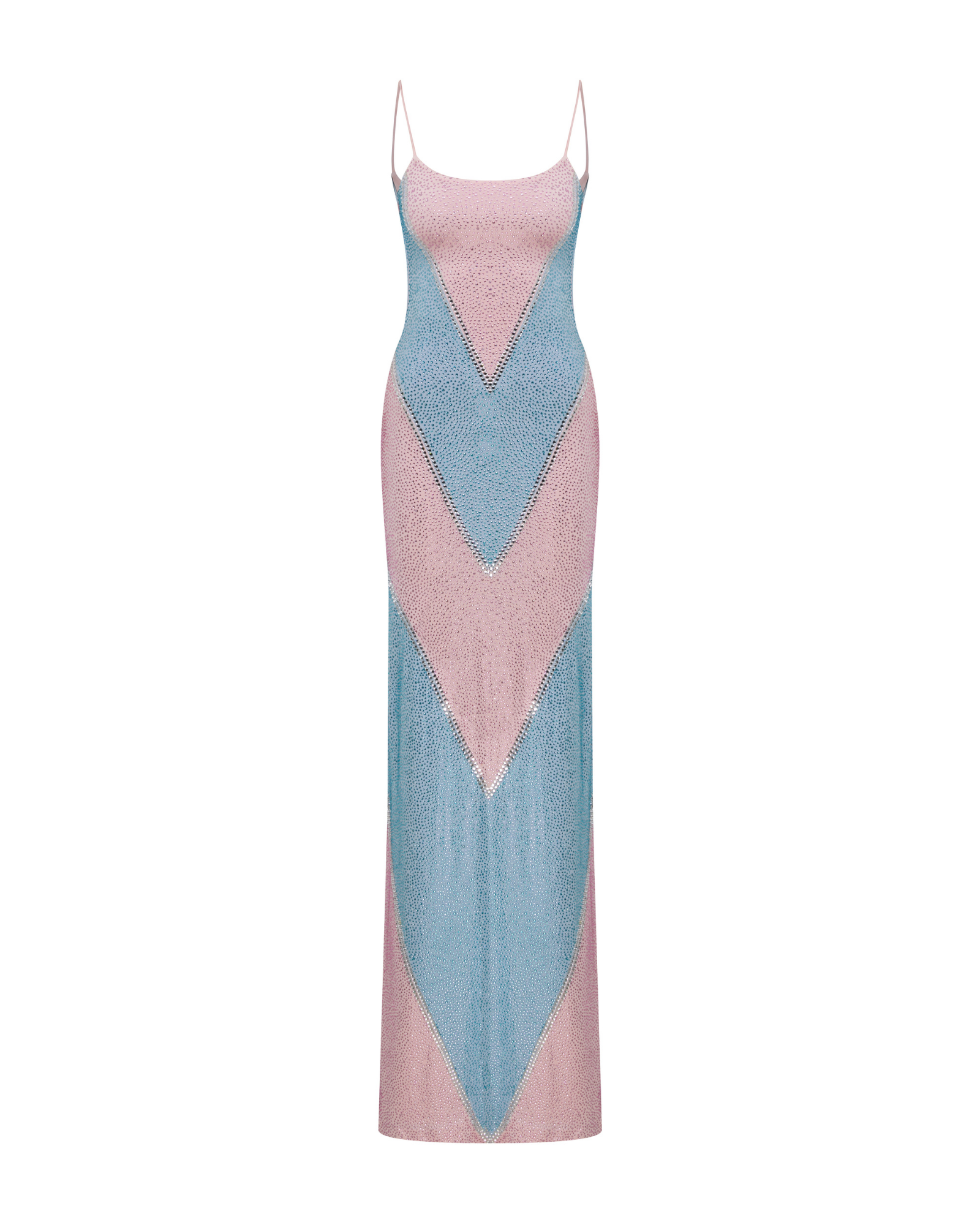 SHIMMERY RHINESTONE BODYCON MAXI DRESS - PARTY BLUE PINK