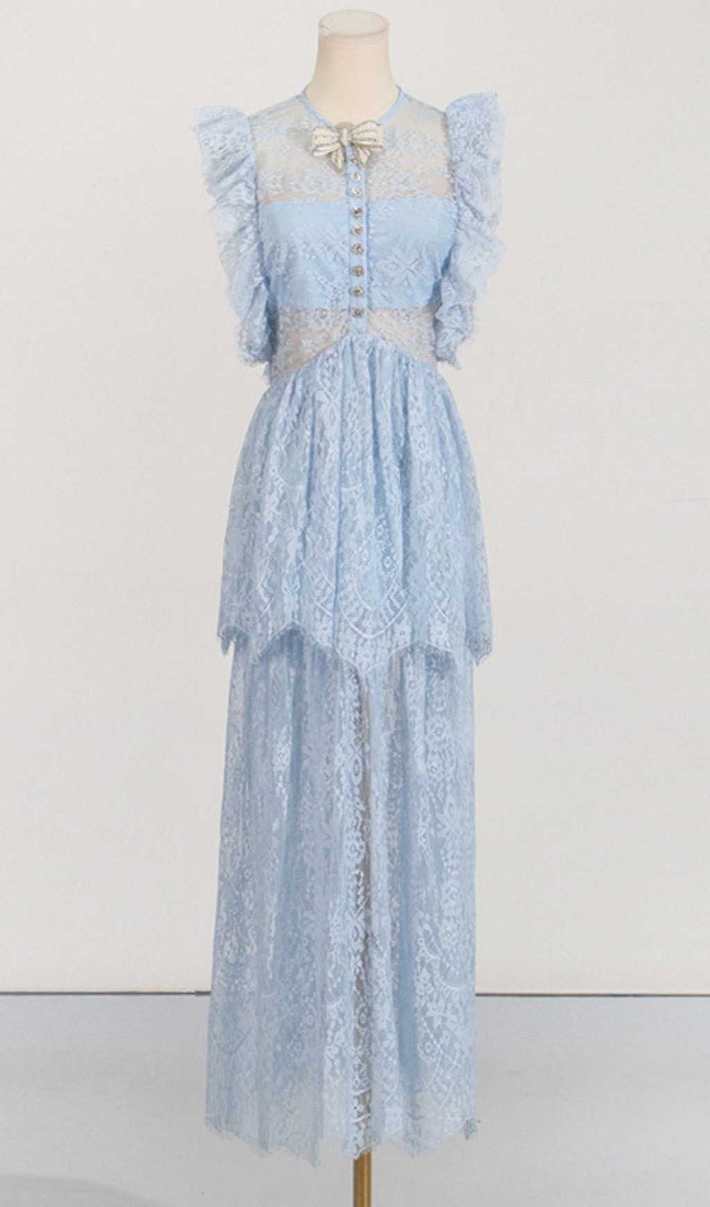 LACE TIERED MAXI DRESS FOR WEDDING GUEST