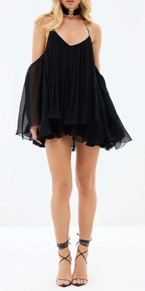 erica Halter Neck Lace-Up Backless Mini Dress - black
