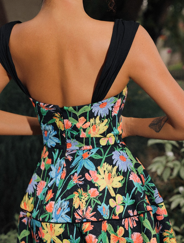 SIMONA SATIN A-LINE STRAP MINI DRESS
