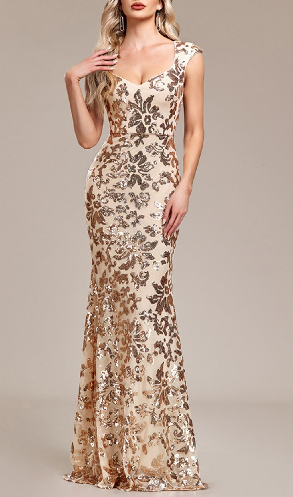 ARZILLA GOLD SEQUIN GOWN - GLAMOUR PARTY DRESS