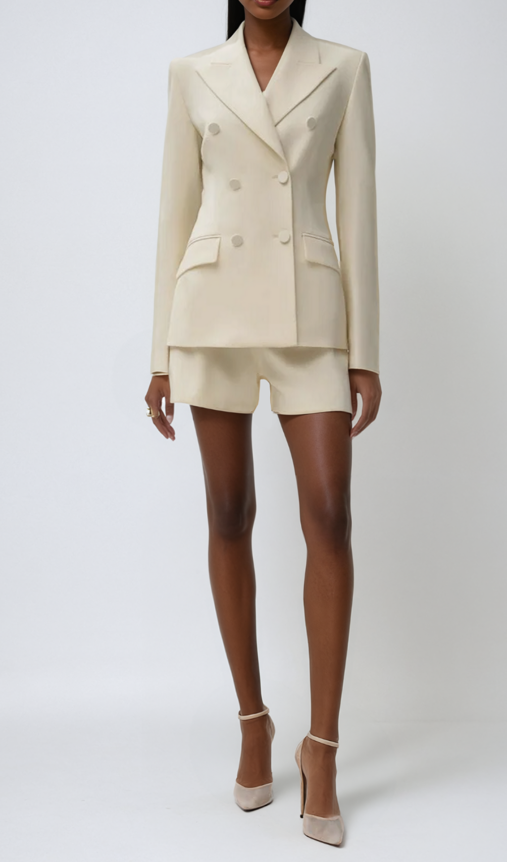 VIENNA CUTOUT BACKLESS FRINGE BLAZER APRICOT