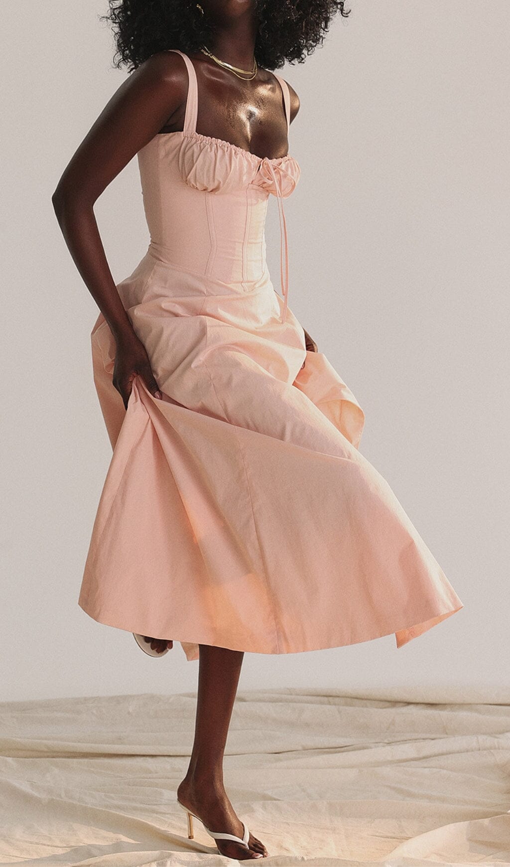 BABY PINK BUSTIER SUNDRESS FOR PARTY