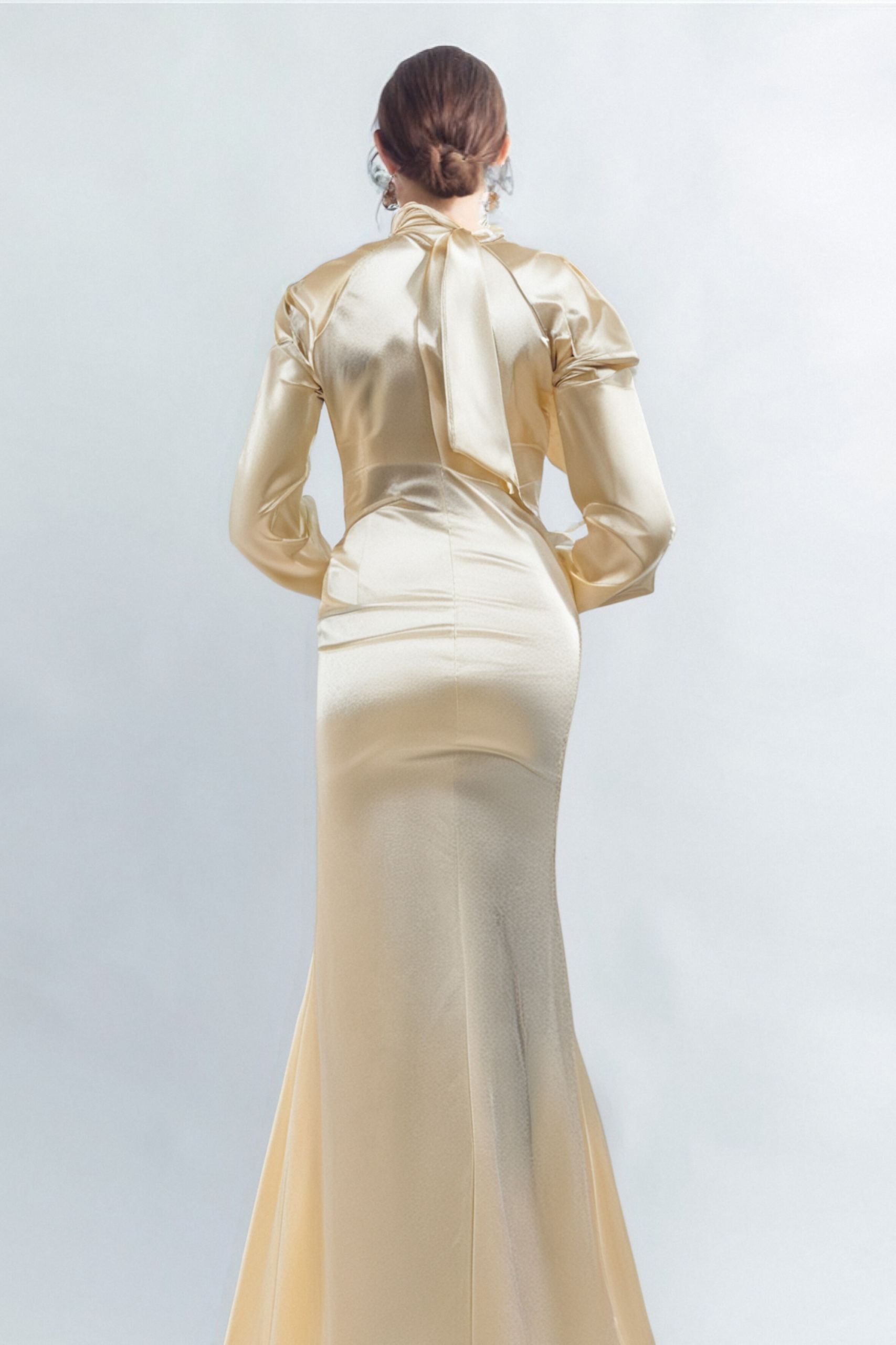 RAE CHAMPAGNE ONE-SHOULDER RUFFLE MAXI DRESS