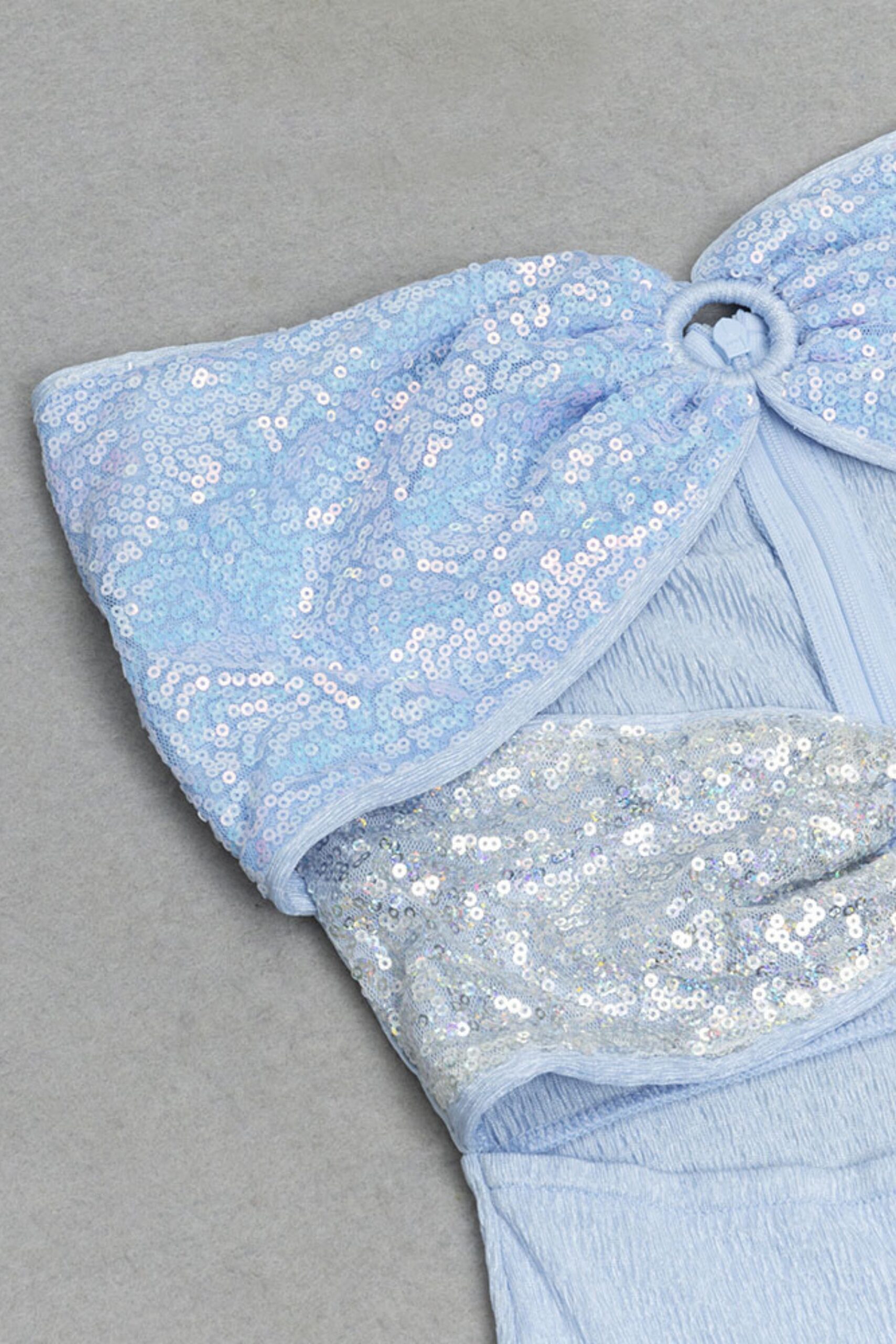 SEQUIN CUTOUT MIDI DRESS BLUE COCKTAIL PARTY