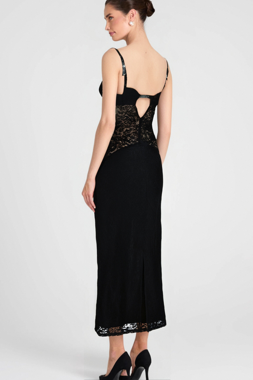 SPAGHETTI LACE MAXI DRESS FOR WEDDING GUEST