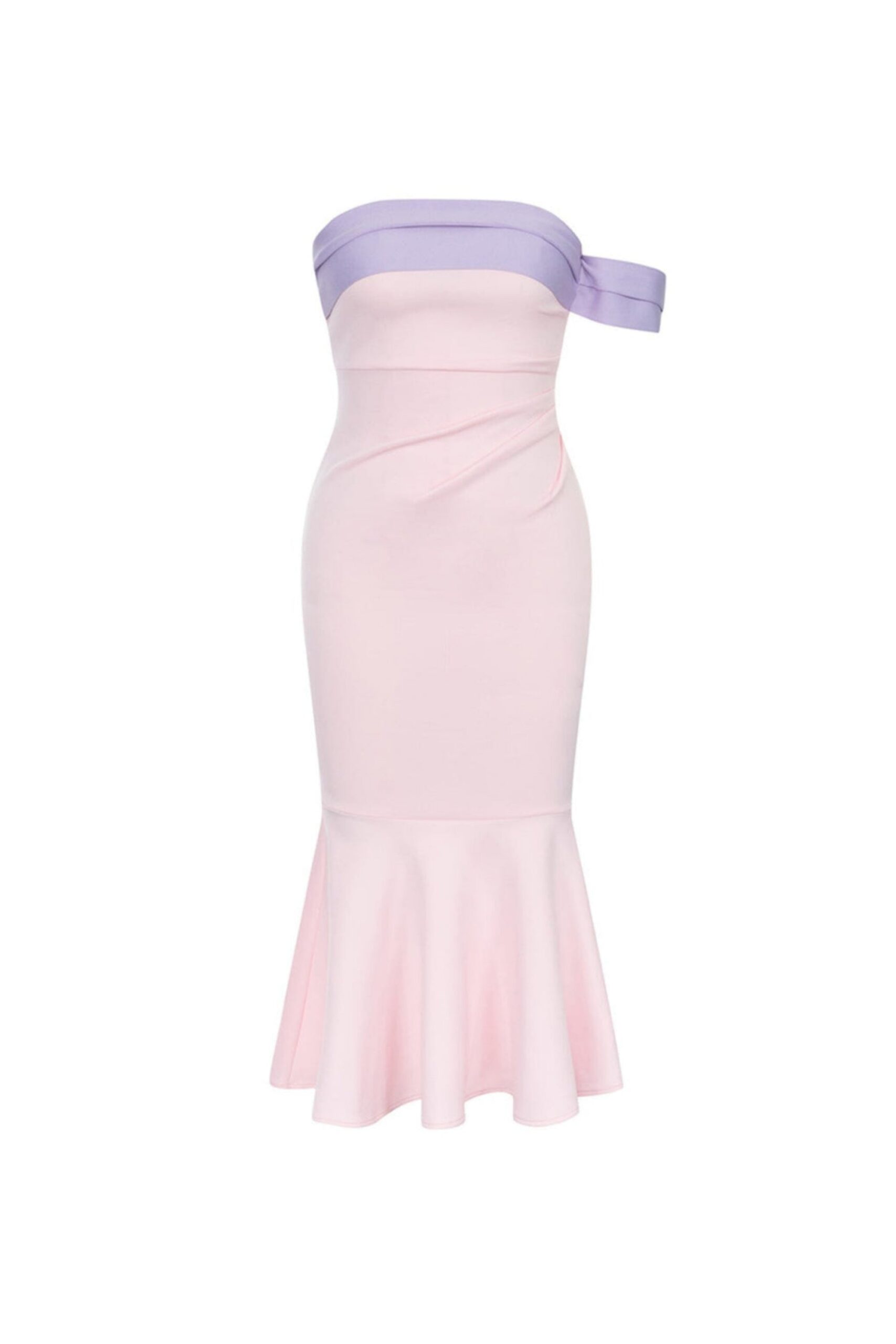 RUFFLE PINK BODYCON MIDI DRESS FOR PARTY