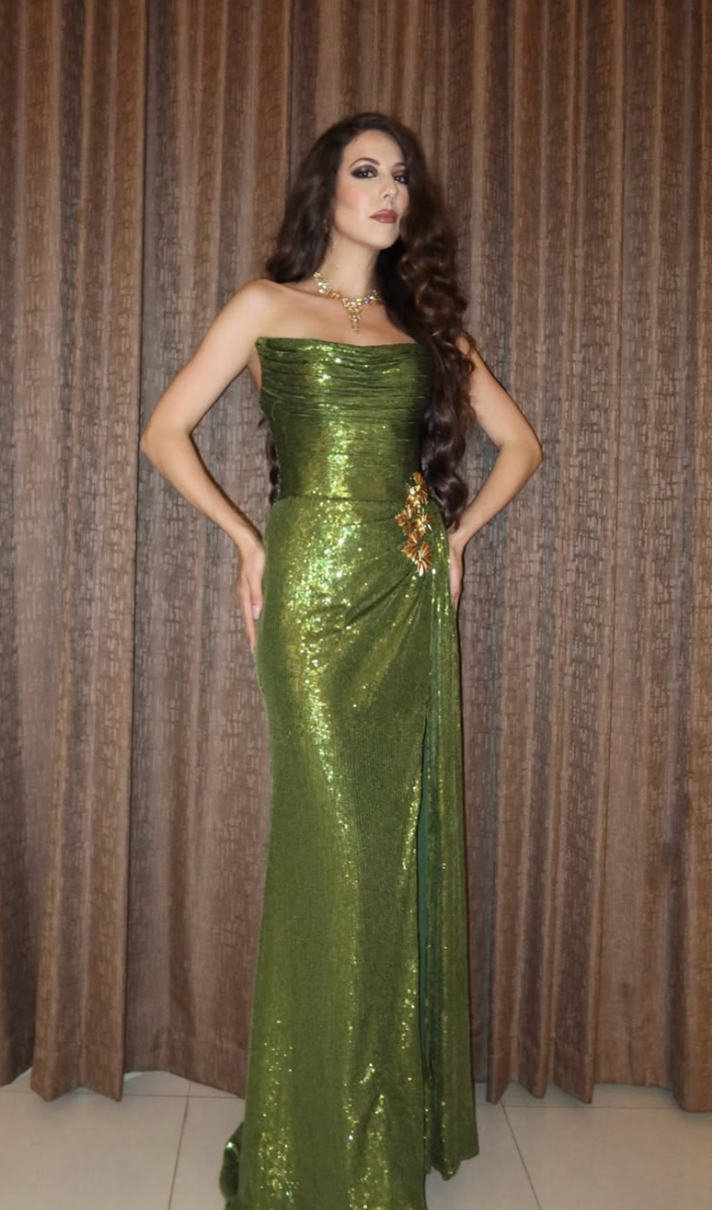GREEN SEQUIN MERMAID PROM GOWN