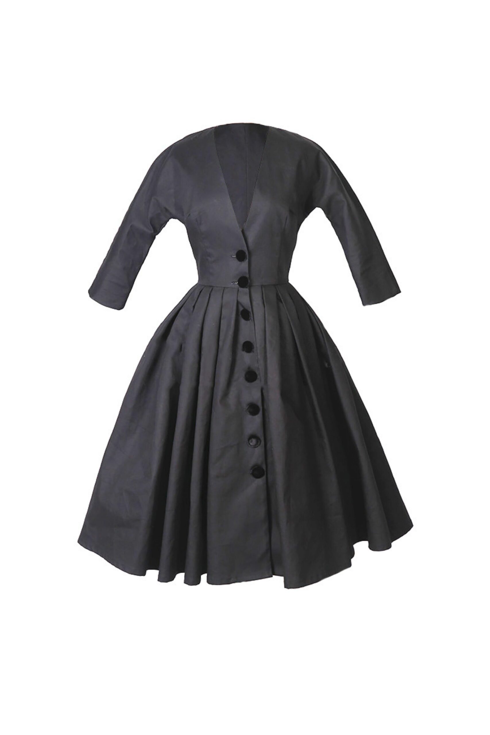 V-NECK MIDI DRESS BLACK, ELEGANT EVENING WEAR