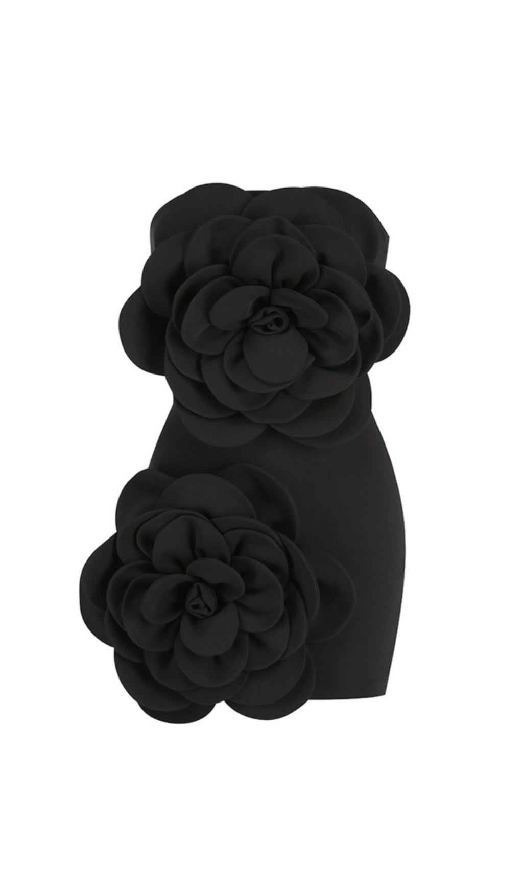 STRAPLESS BLACK FLOWER MINI DRESS FOR PARTY