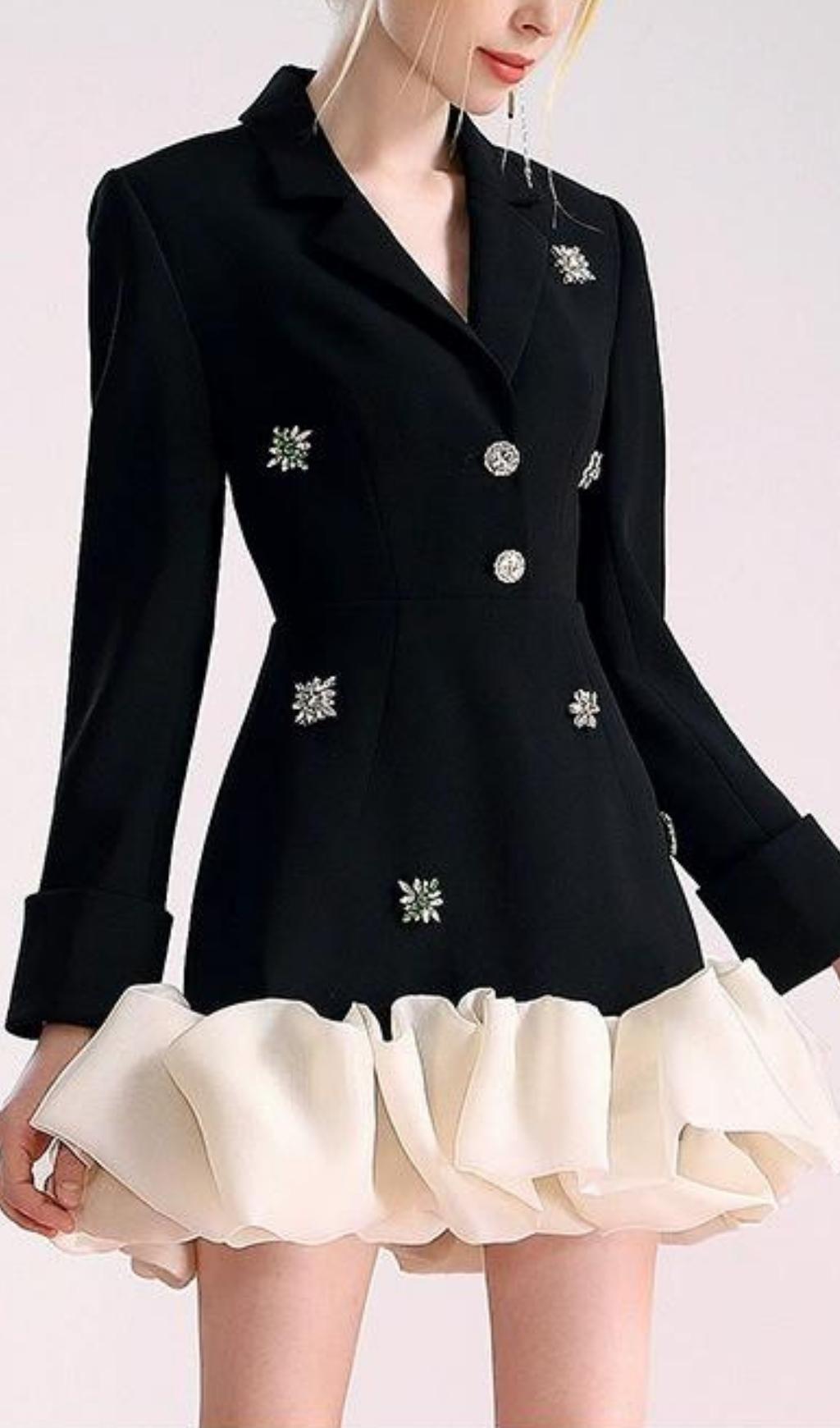 CLASSIC BLACK BEADED SUIT DRESS FOR EVENTS