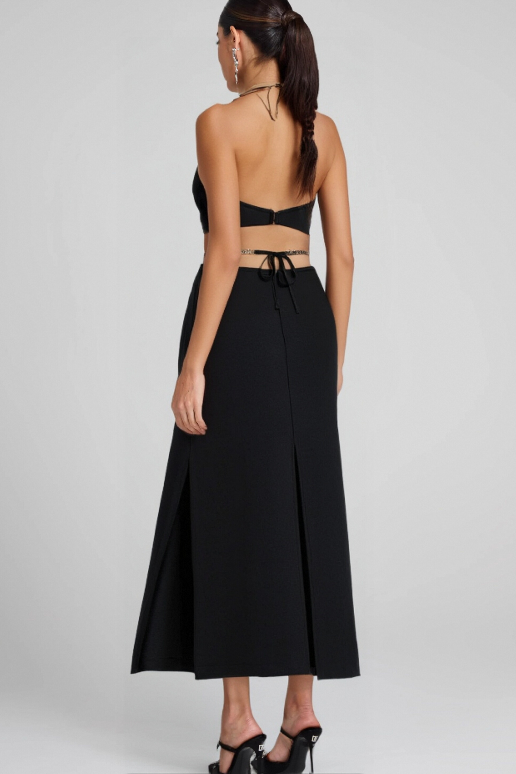 GOLD CHAIN WAIST CUTOUT BANDAGE PARTY DRESS