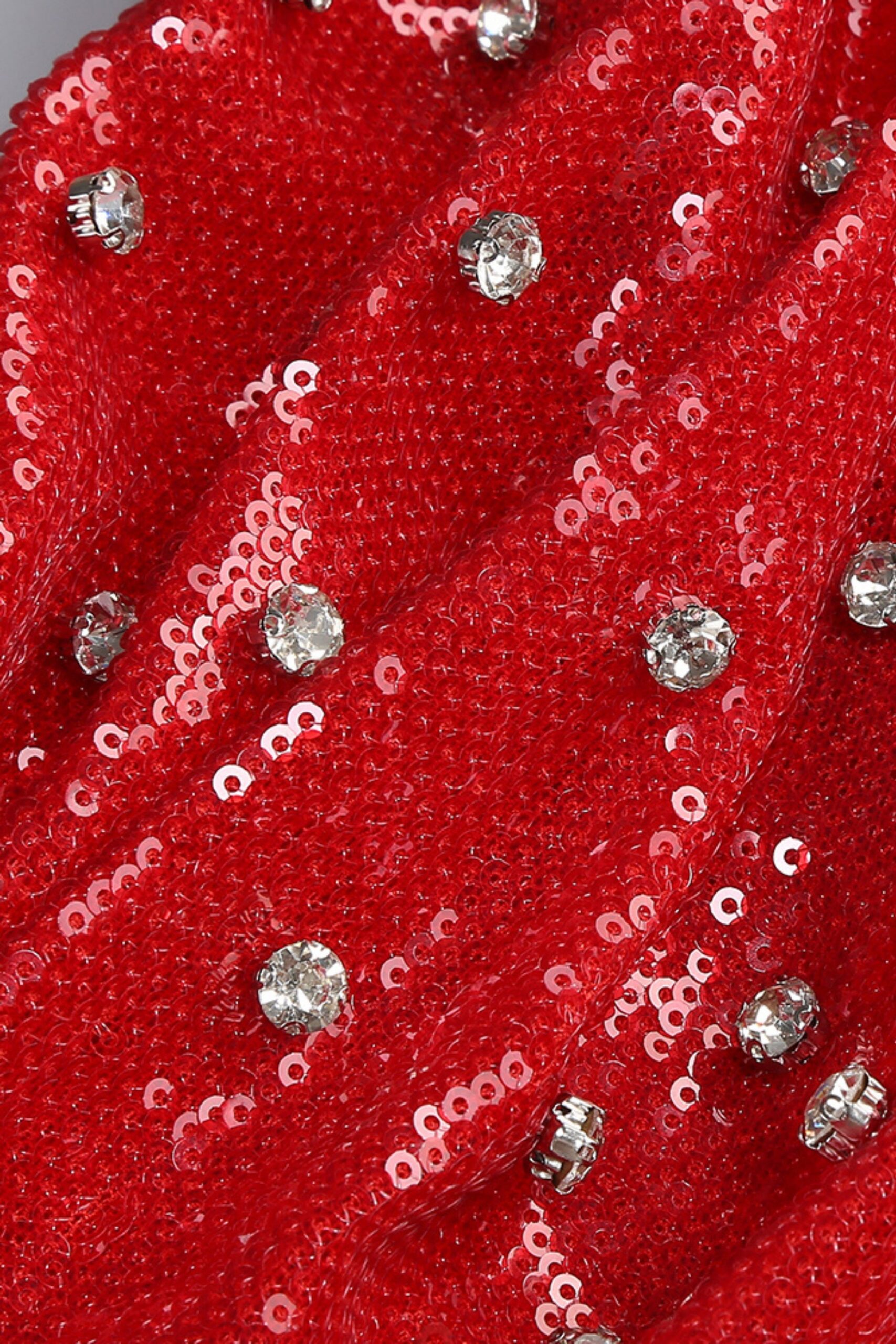RHINESTONE ONE SHOULDER RED MAXI DRESS