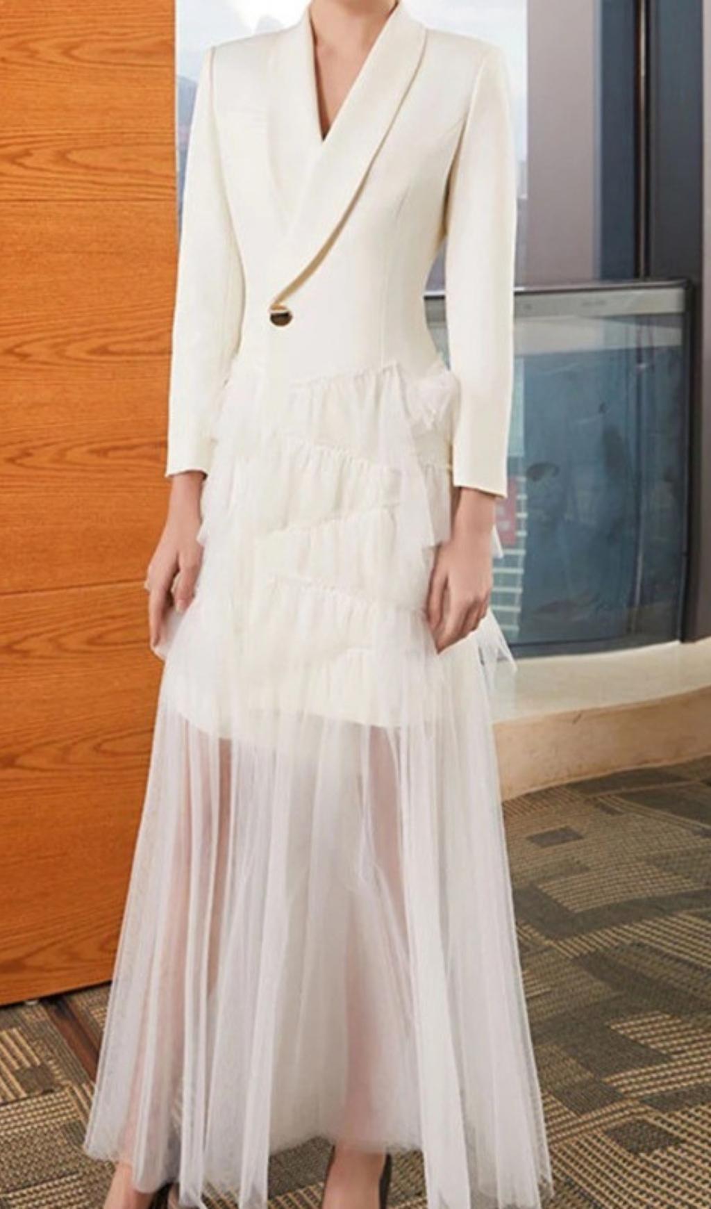 LONG SLEEVE MESH MIDI DRESS FOR PARTY
