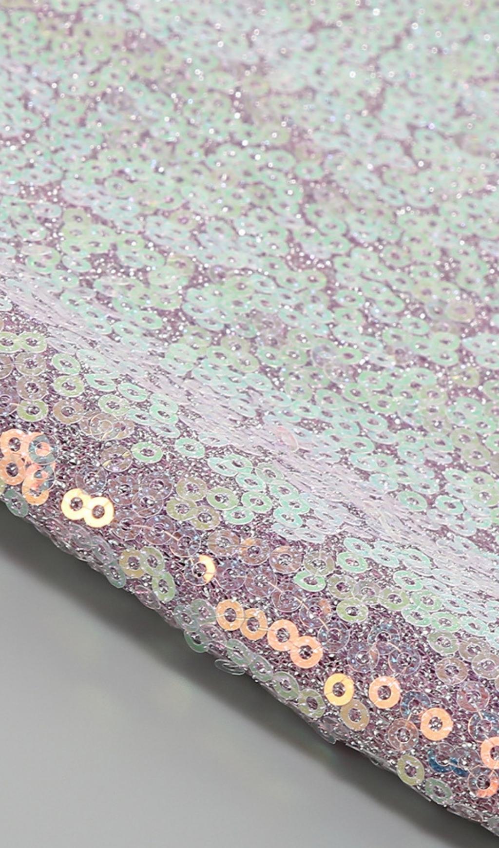 FEATHER SEQUIN PURPLE MIDI DRESS FOR PARTY
