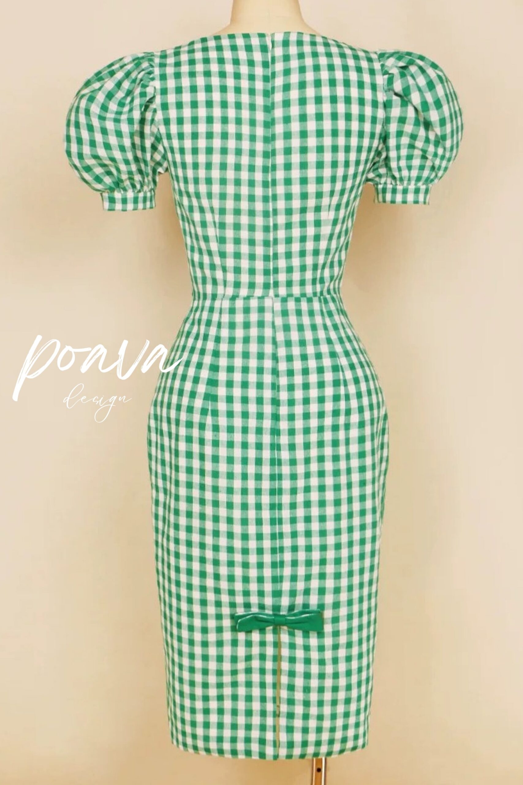 PUFF SLEEVE MIDI DRESS FOR WEDDING GUEST GREEN